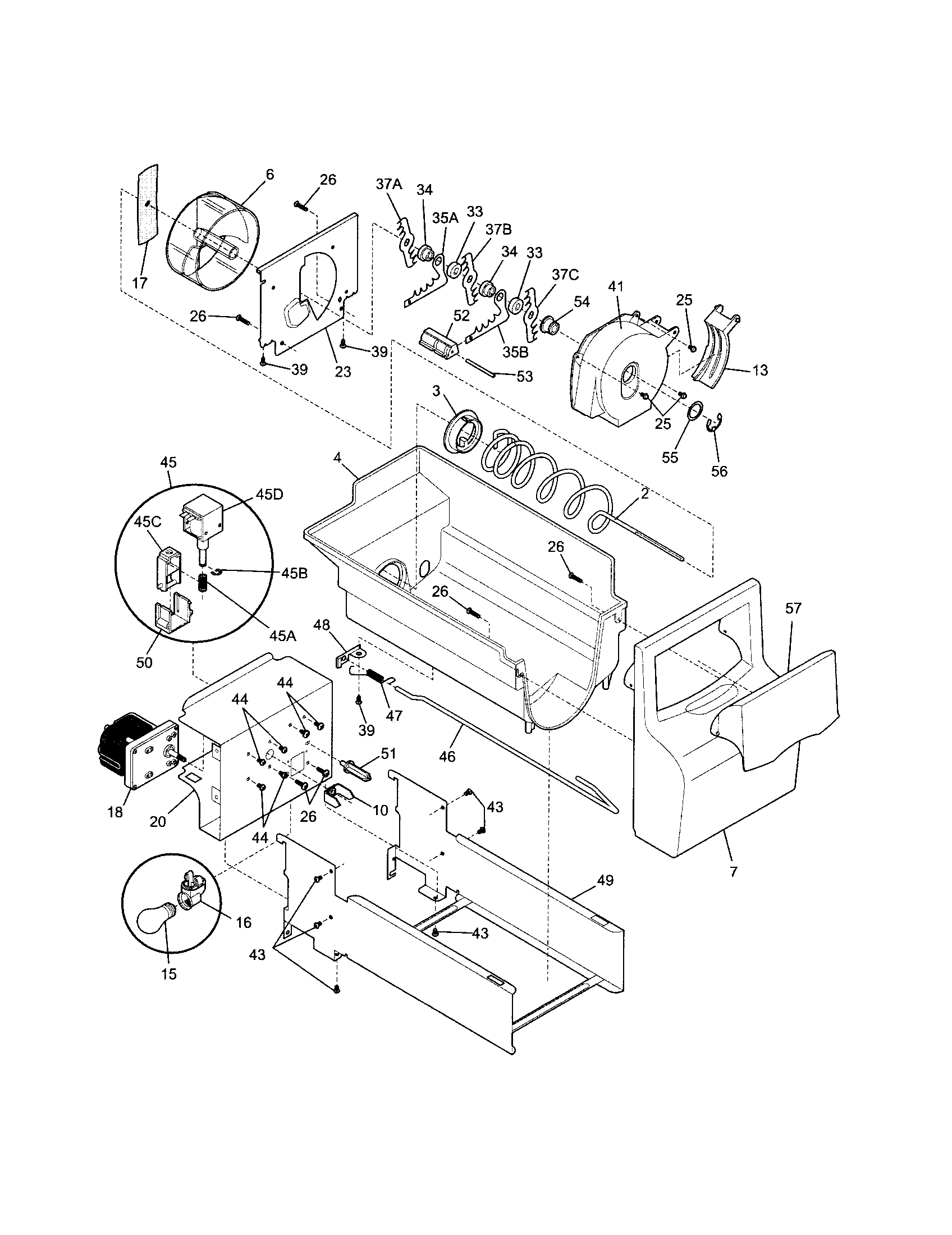 Crosley CRSE234FW0 ice container diagram