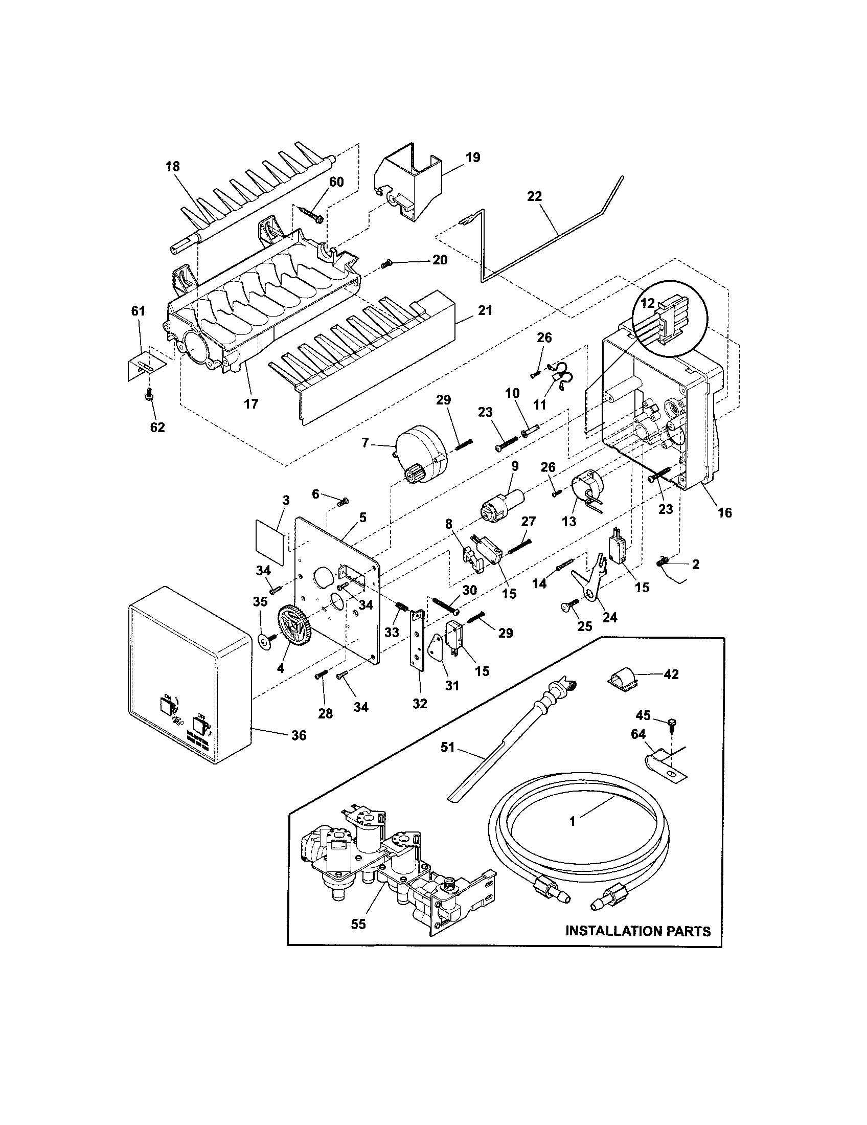Crosley CRSE234FW0 ice maker diagram