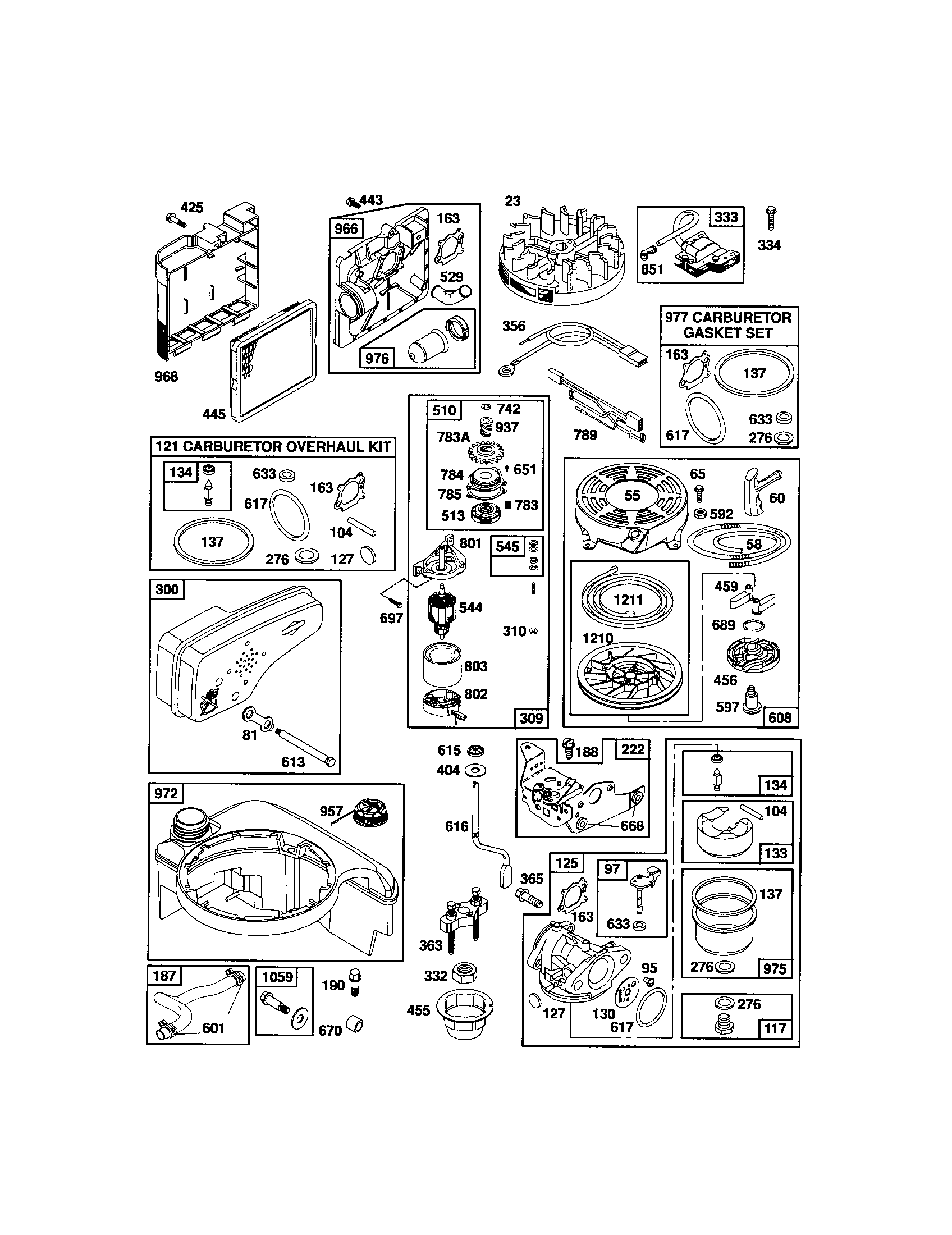 Craftsman 917370543 rewind starter/carburetor diagram