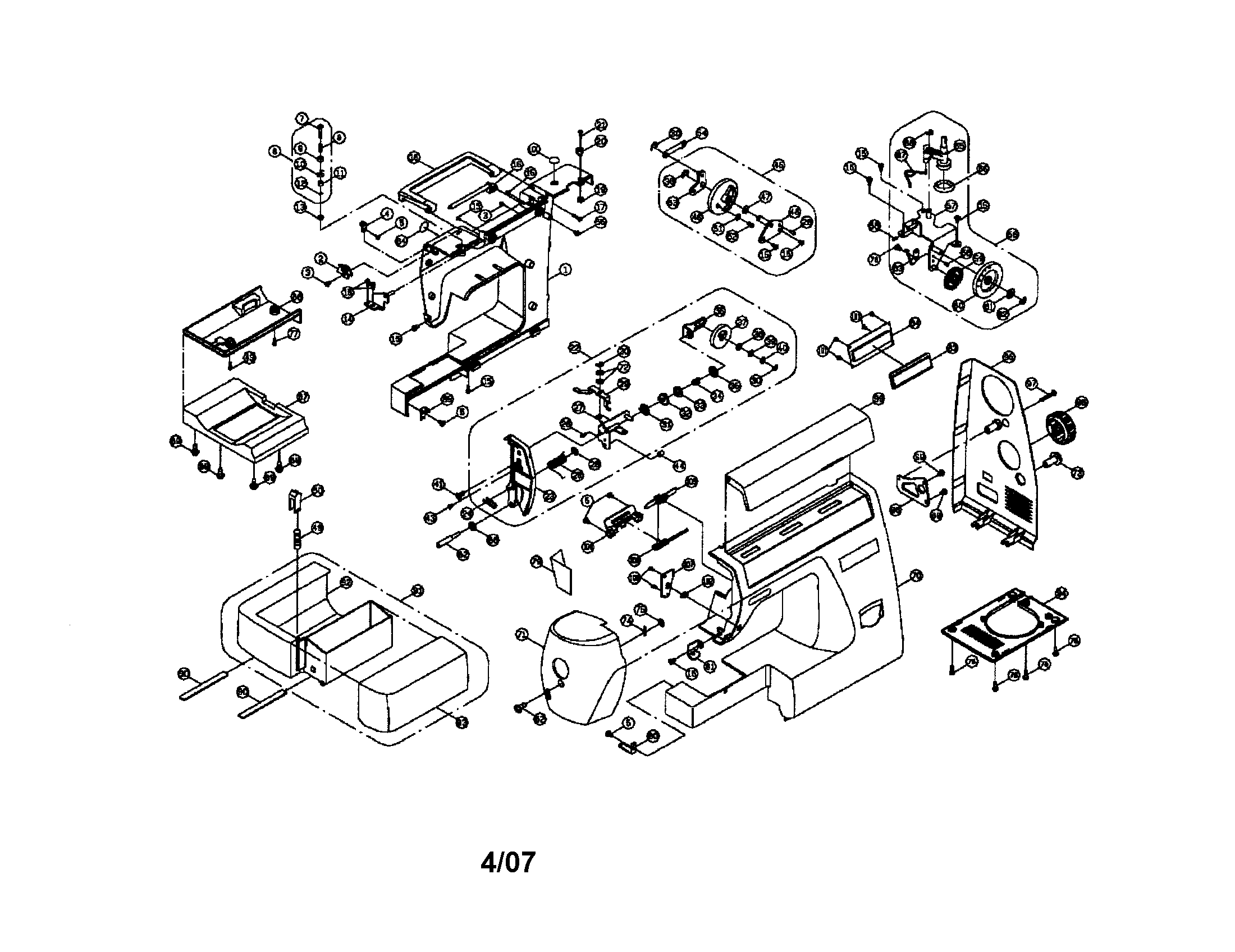 Euro-Pro 6130A2 sewing table complete diagram