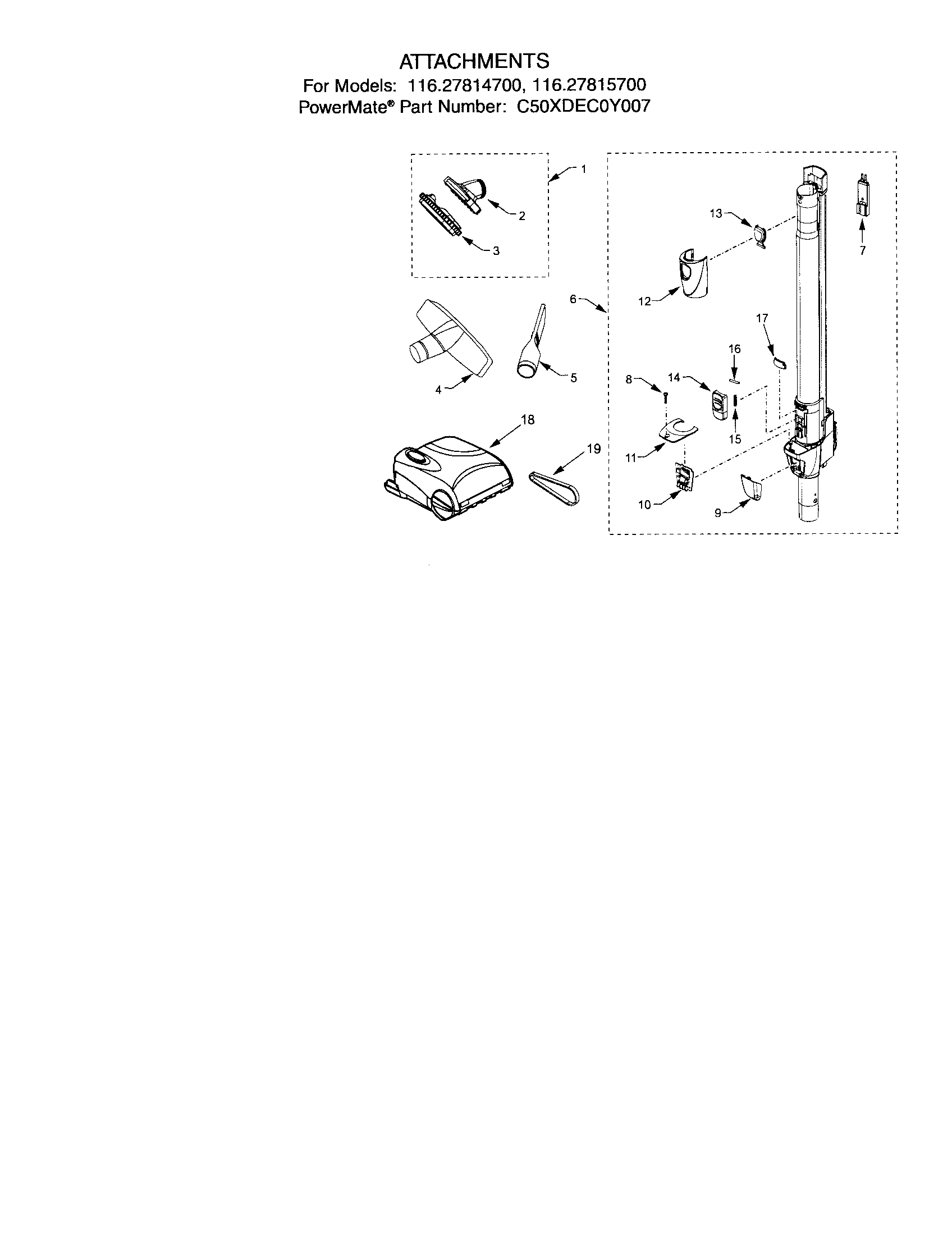 Kenmore 11627814700 attachments diagram