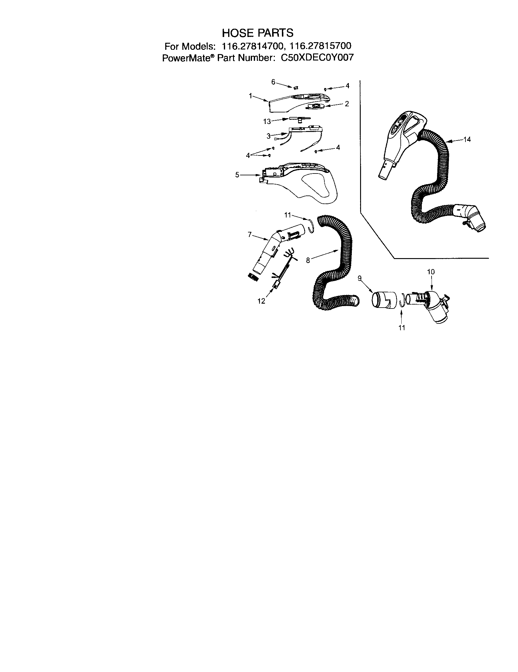 Kenmore 11627814700 hose diagram