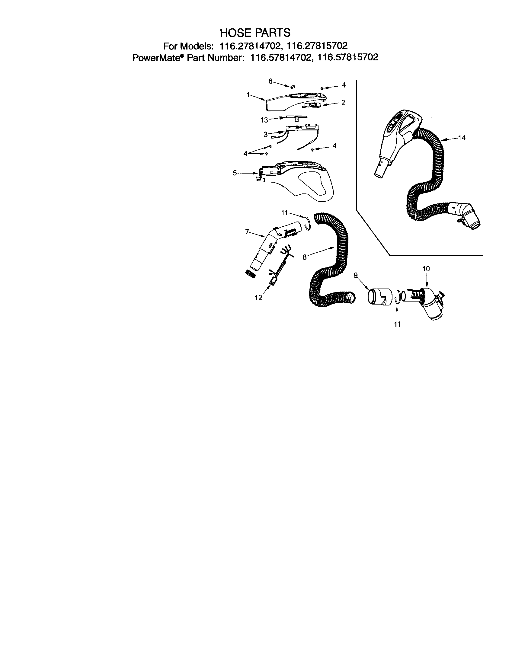 Kenmore 11627814702 hose diagram