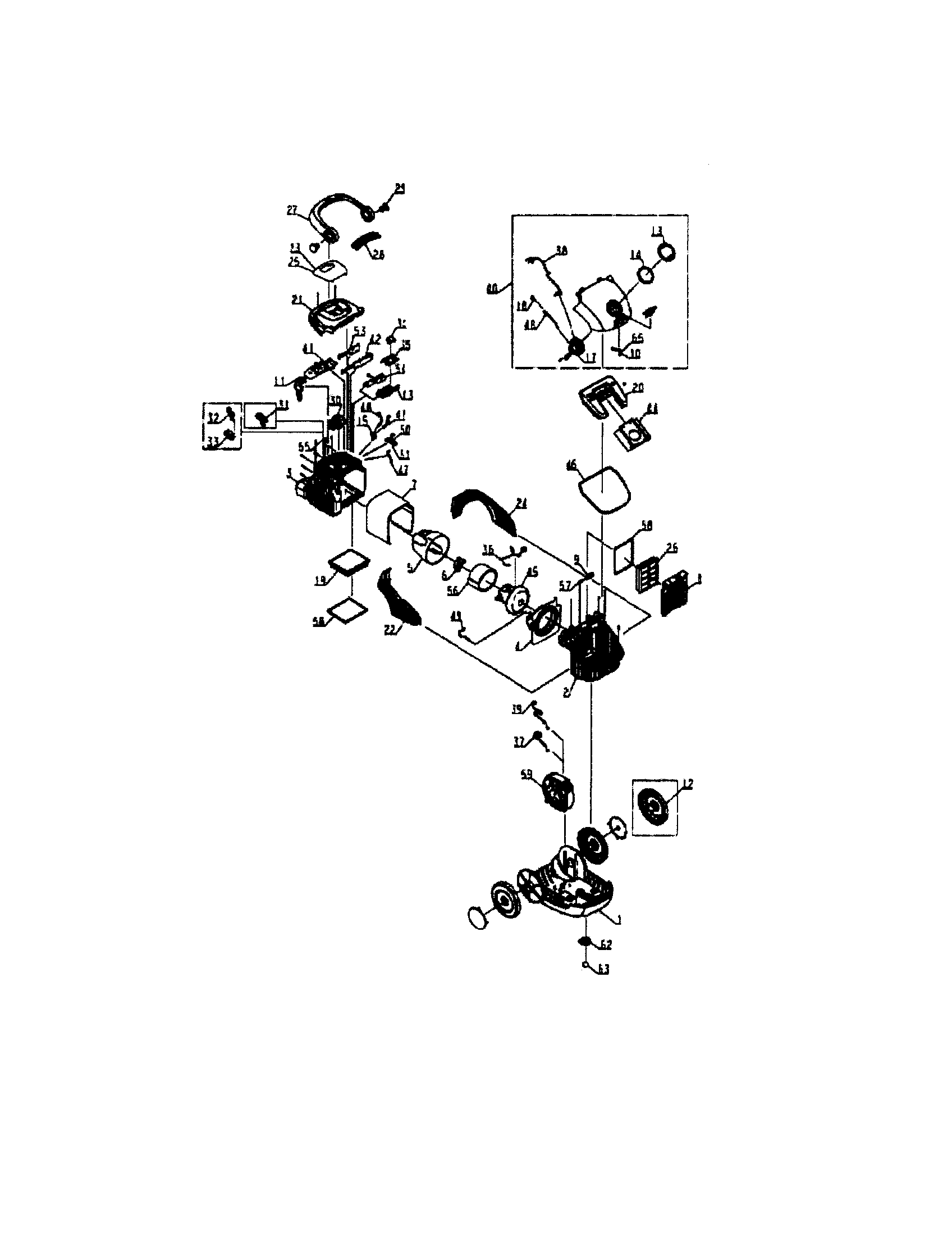 Electrolux EL7020A motor housing / handle diagram
