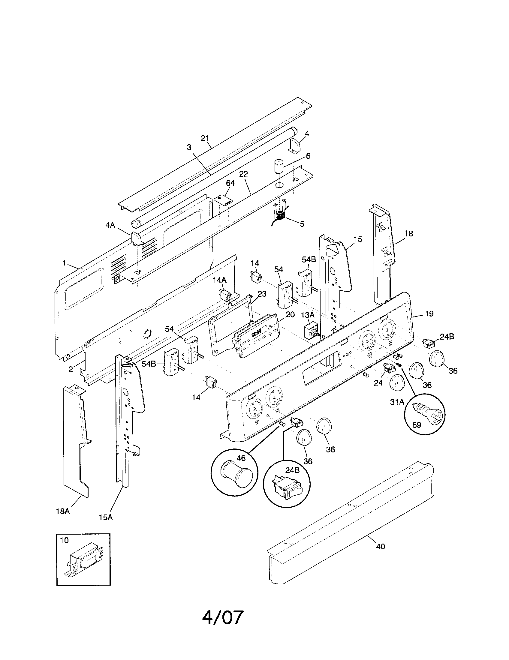 Frigidaire FEF377CFBE backguard diagram