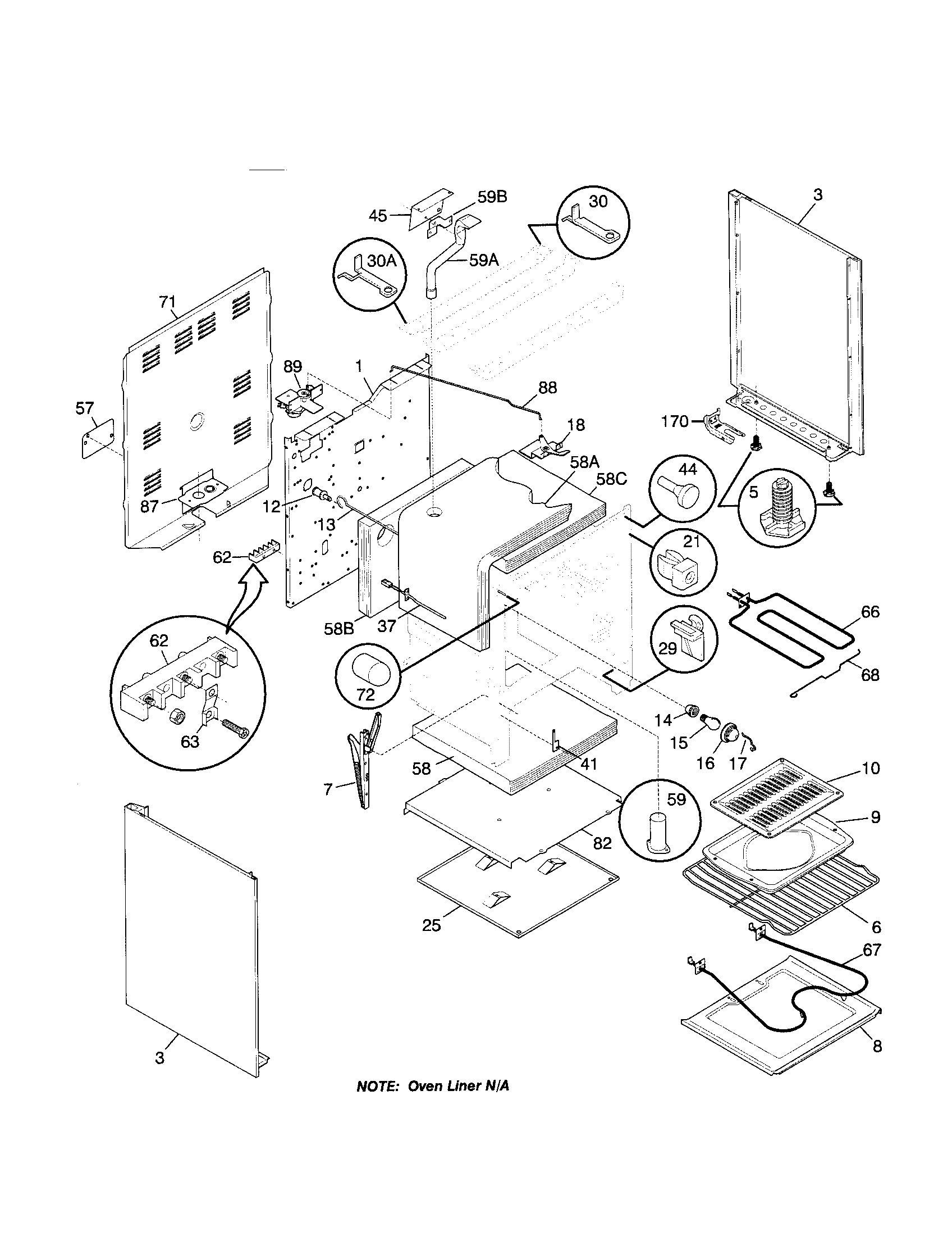 Frigidaire FEF377CFBE body diagram