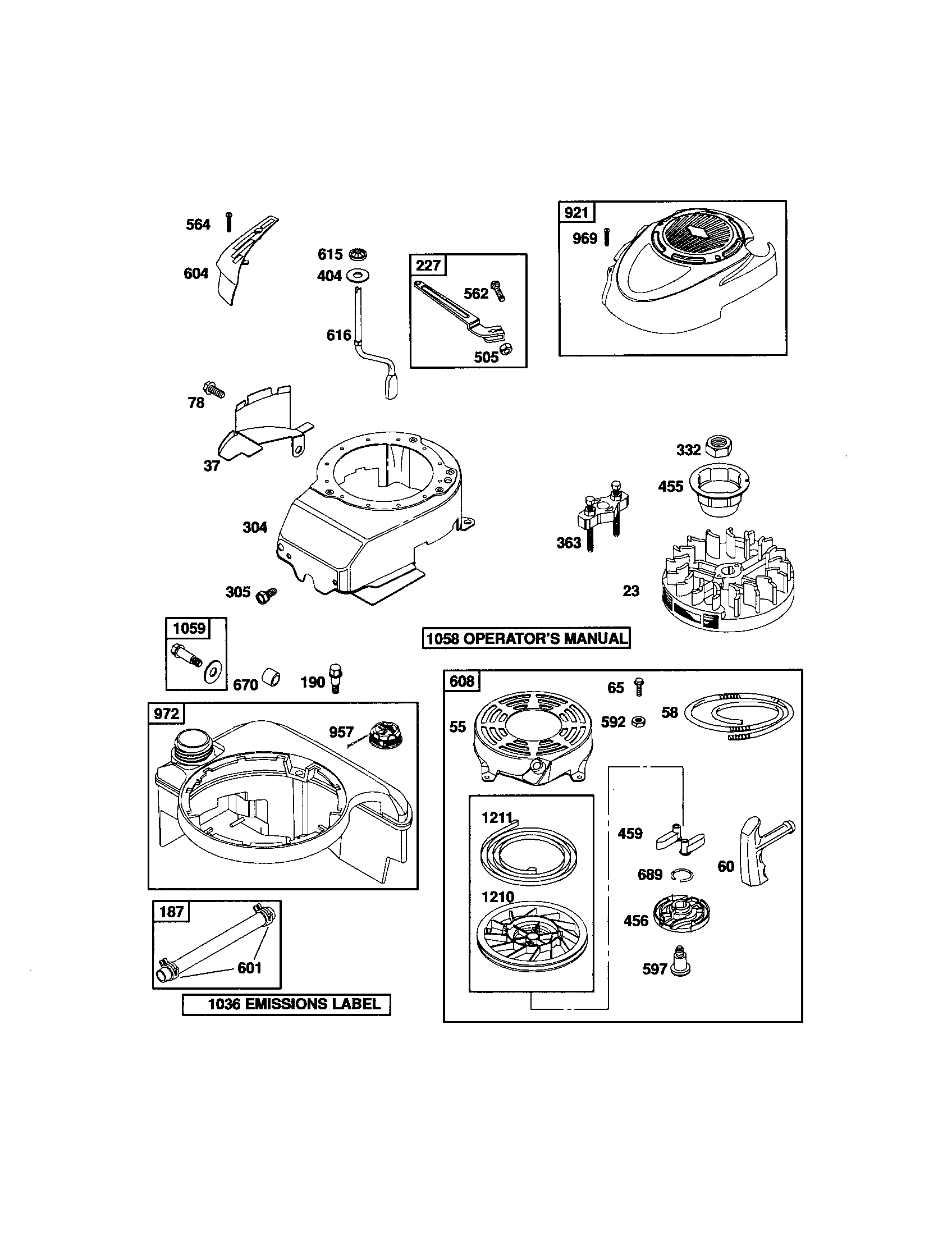 Craftsman 917376793 rewind starter/blower housing diagram