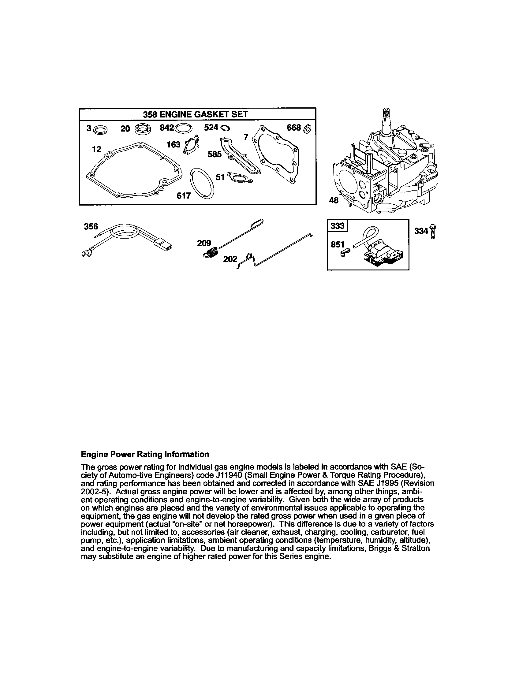 Craftsman 917376793 gasket set/short block diagram