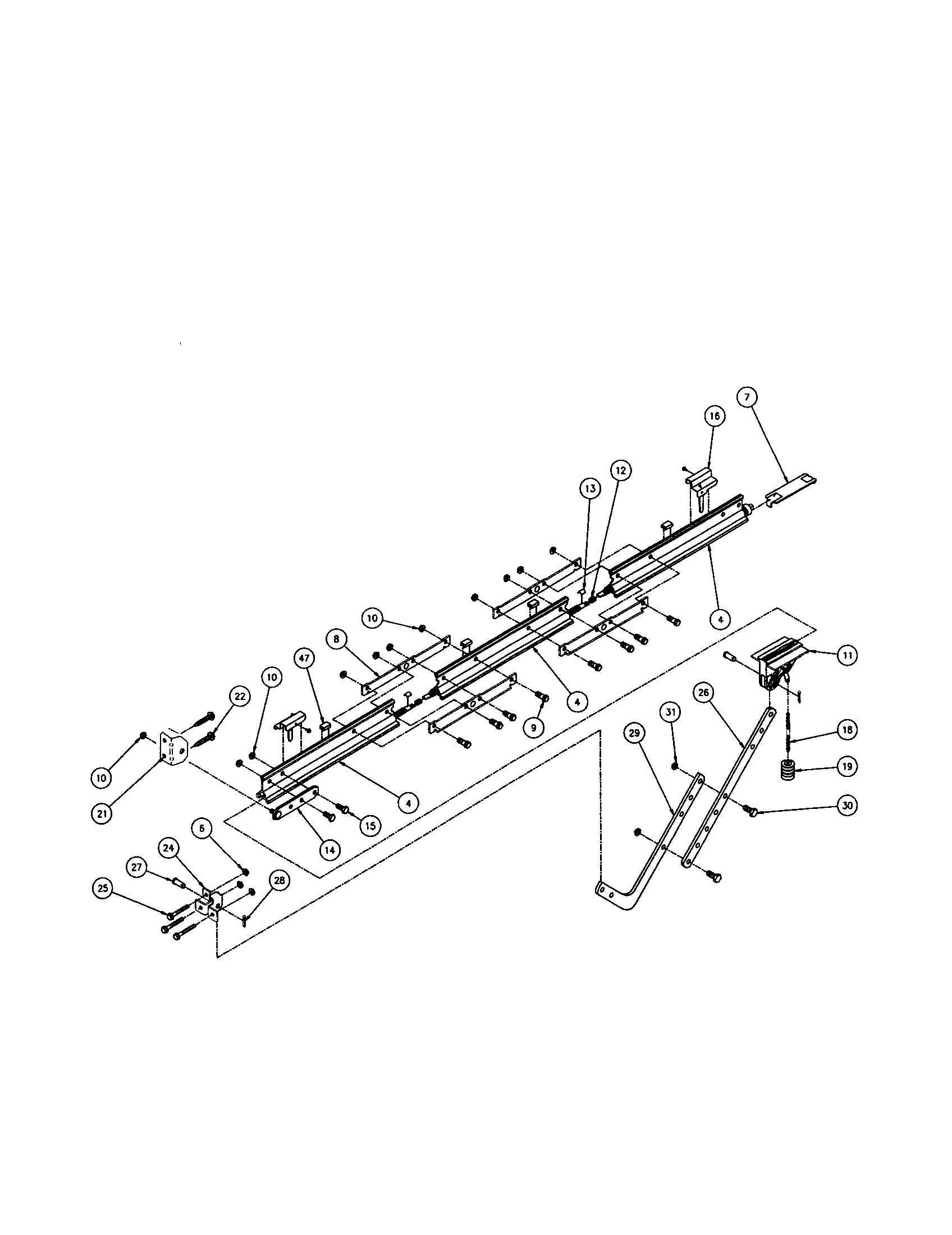 Genie 36280S rails/door arms/carriage diagram