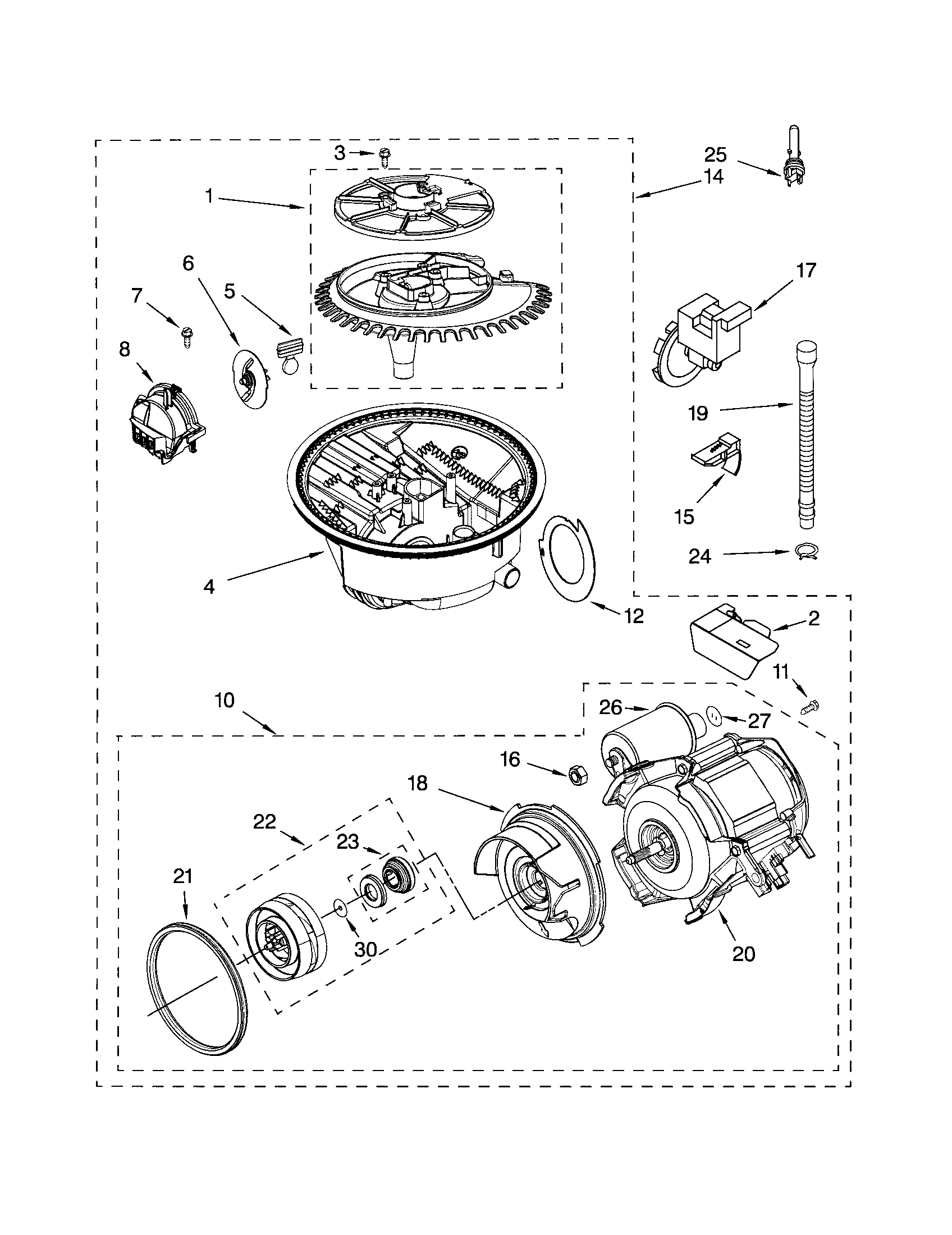 Whirlpool DU1055XTPQ3 pump/motor diagram