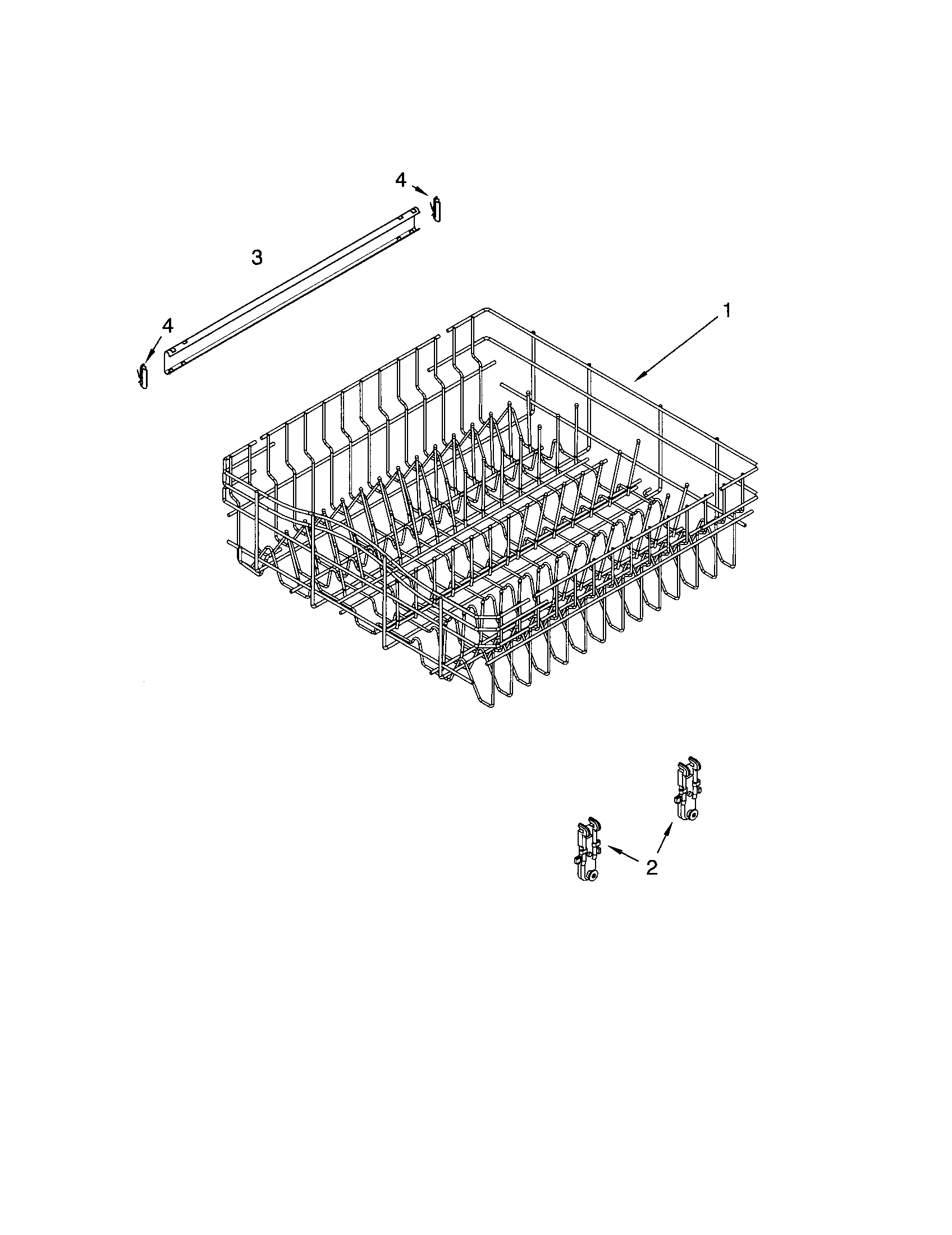 Whirlpool DU1055XTPQ3 upper rack/track diagram