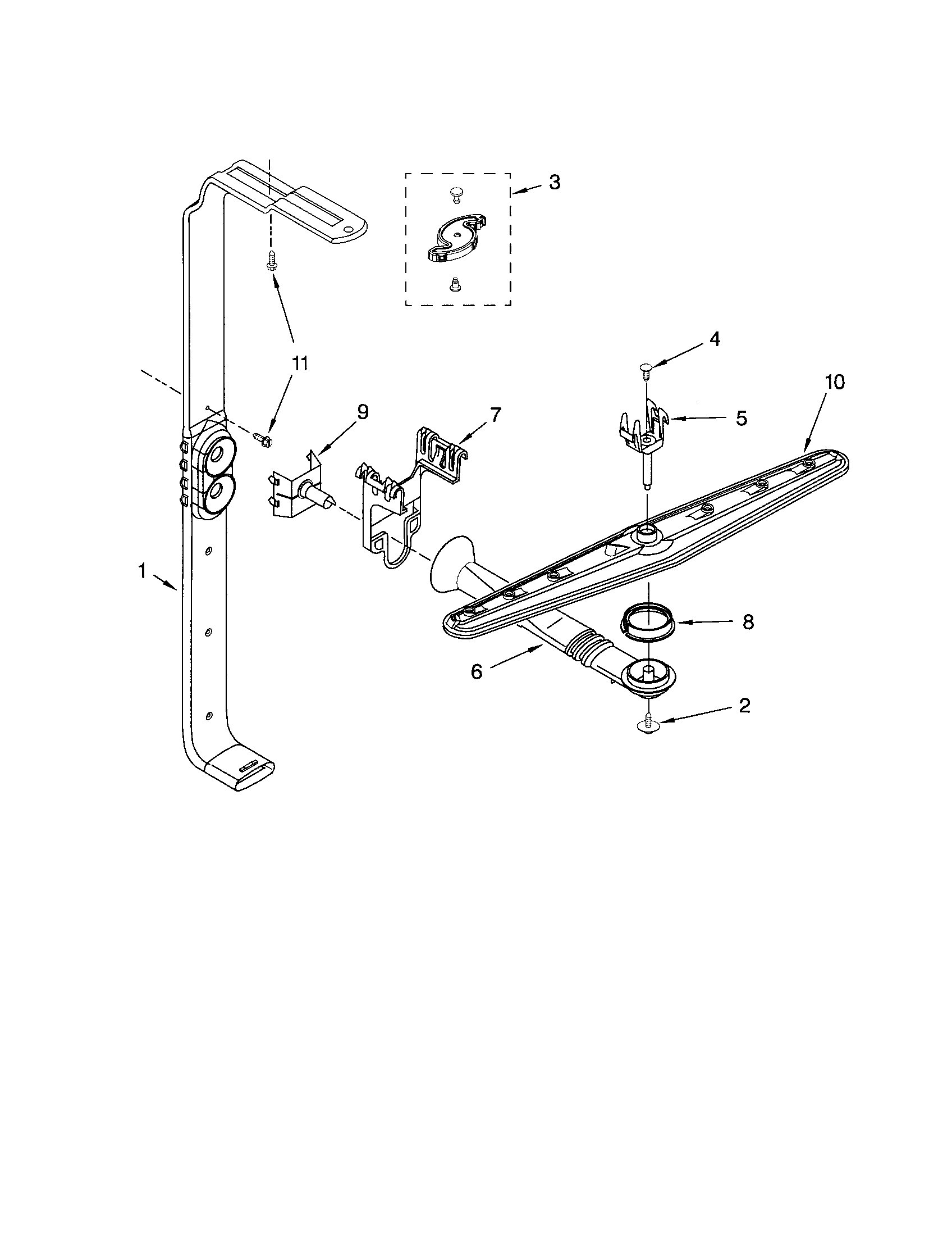 Whirlpool DU1055XTPQ3 upper wash/rinse diagram