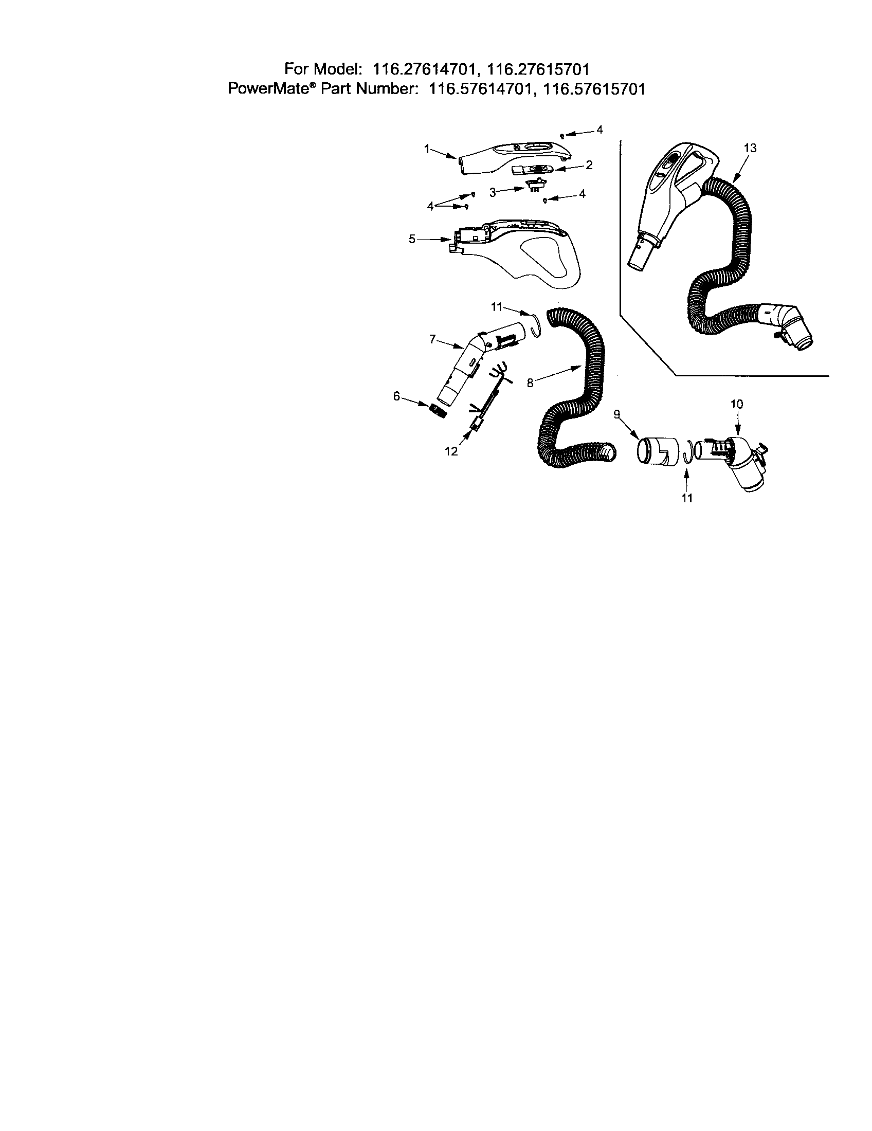 Kenmore 11627614701 hose diagram