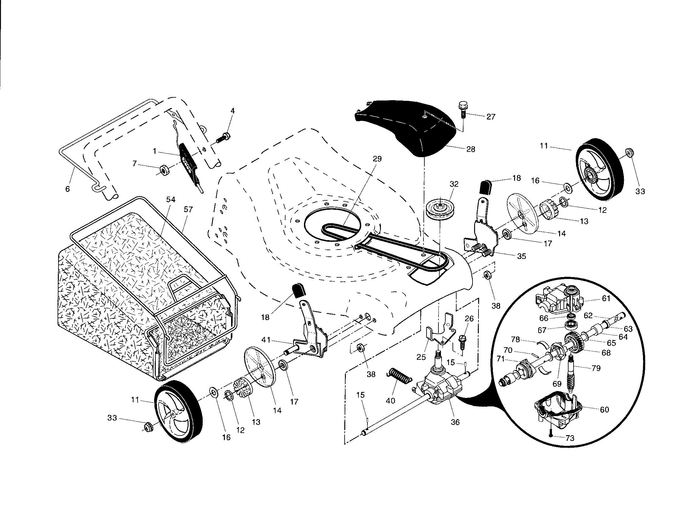 Craftsman 917376782 drive control/gear case/wheels diagram