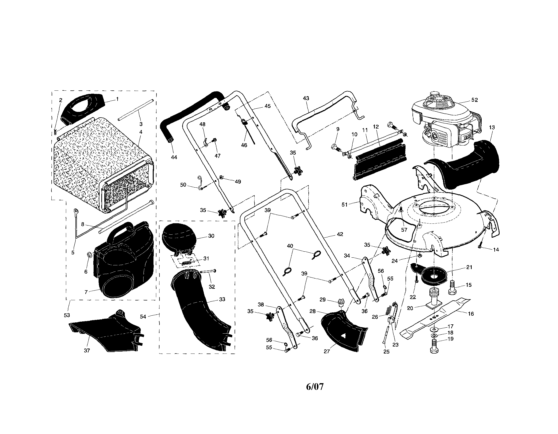 Craftsman 917376990 engine/housing/handle diagram