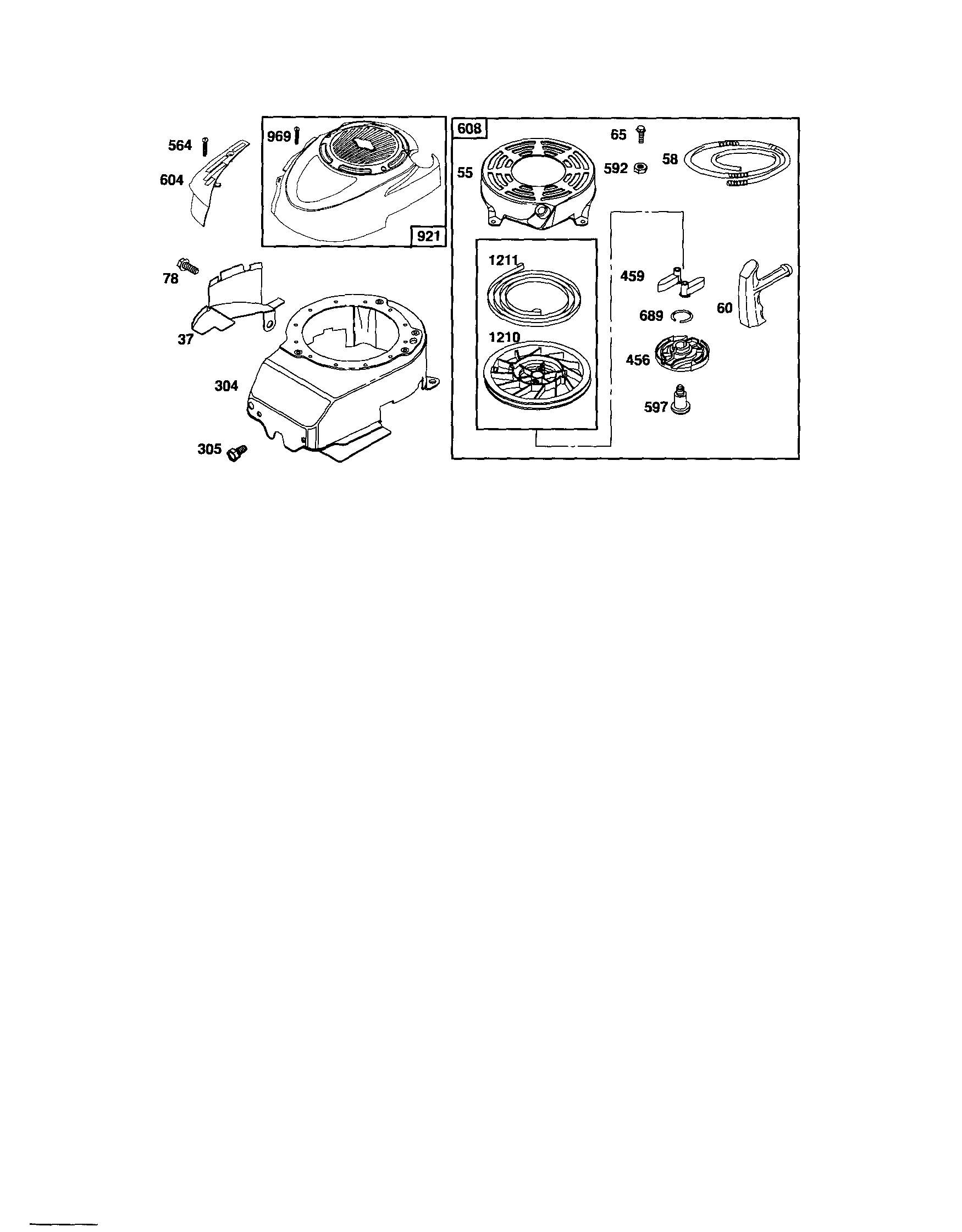 Craftsman 917376735 rewind starter/blower housing diagram