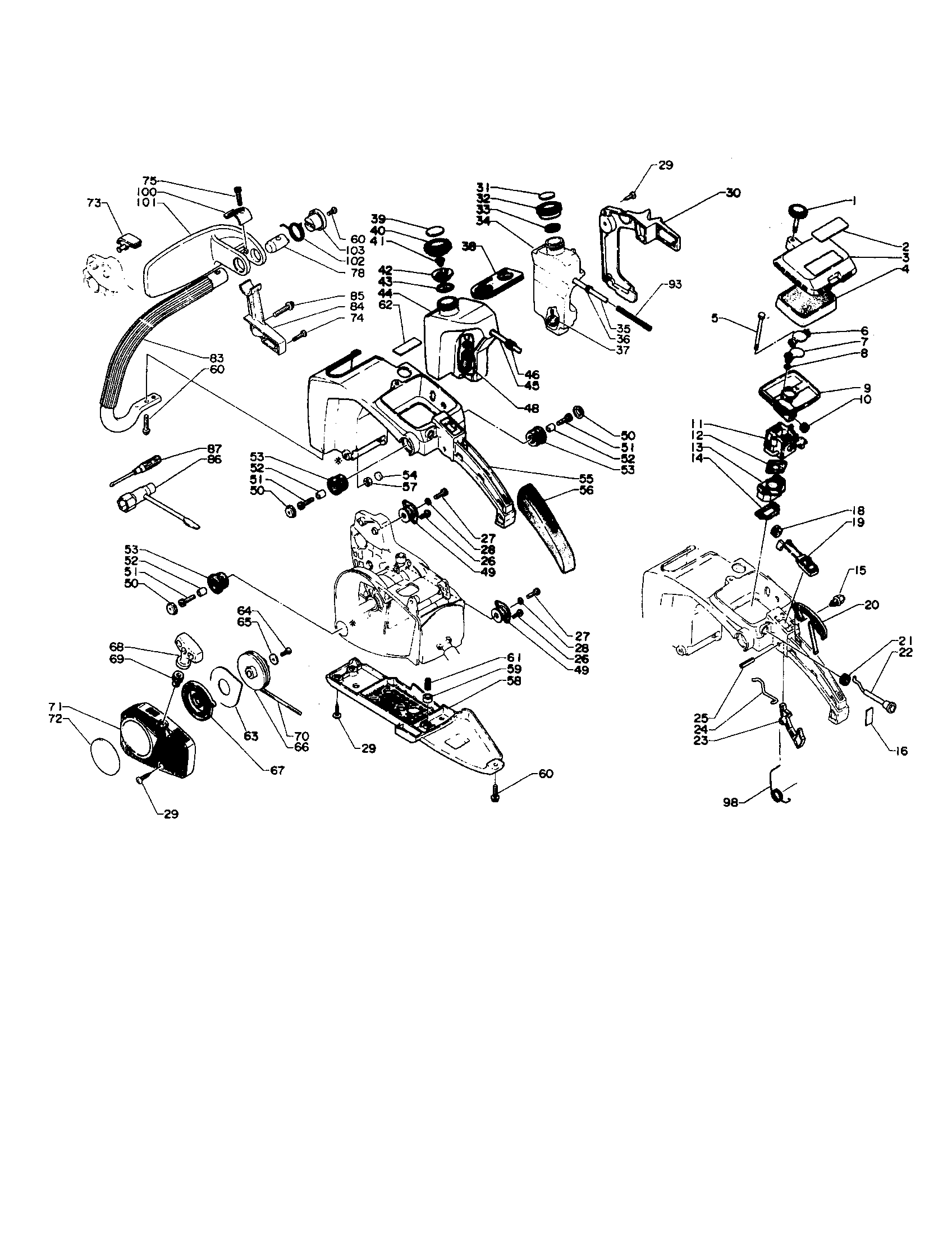 Echo CS-330EVLP handle/oil tank/fuel tank diagram