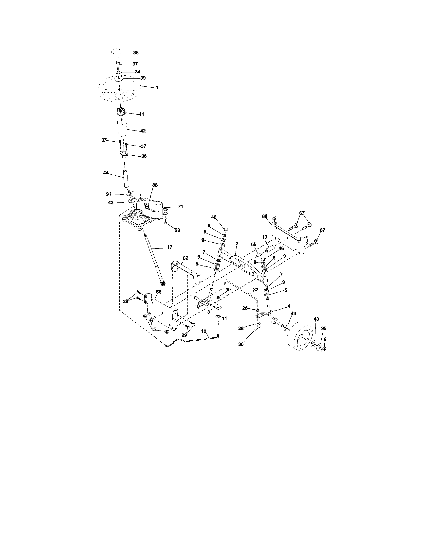 Craftsman 917287053 steering assembly diagram