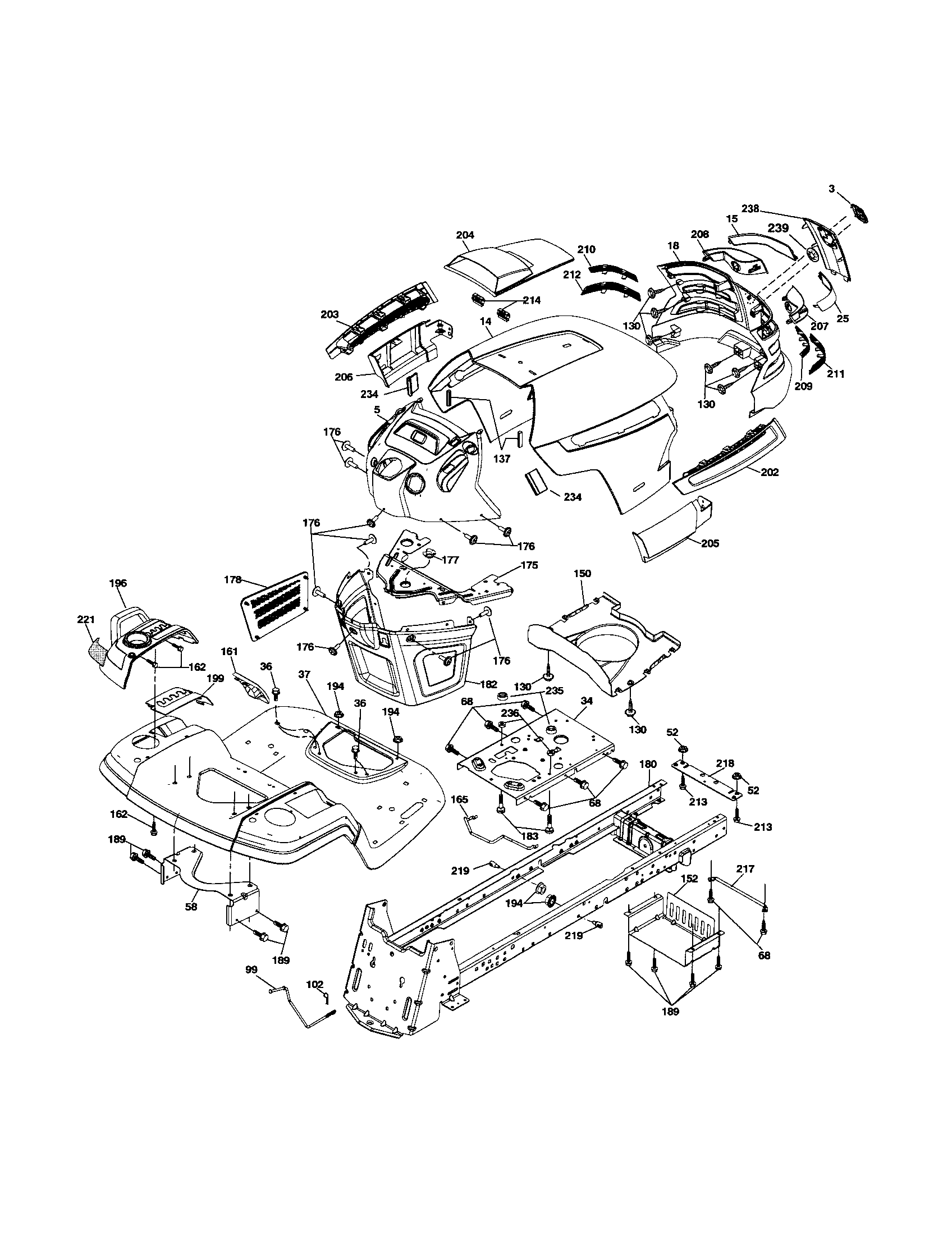 Husqvarna YTH2454 chassis diagram