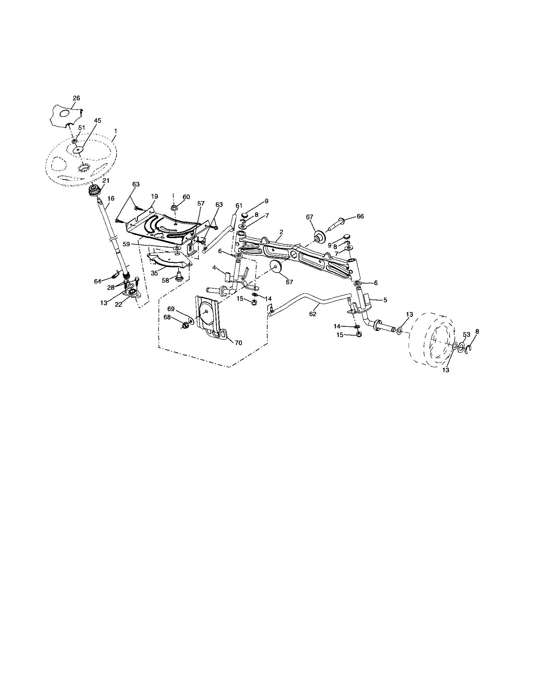 Husqvarna YTH2454 steering assembly diagram