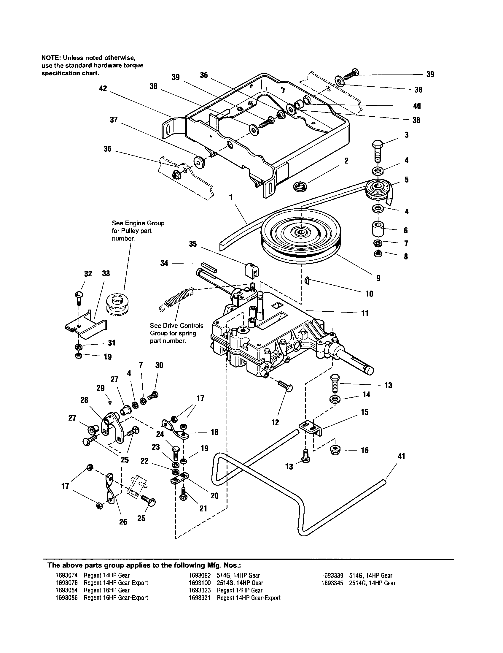 Simplicity 1693074 transmission/belt/carrier diagram