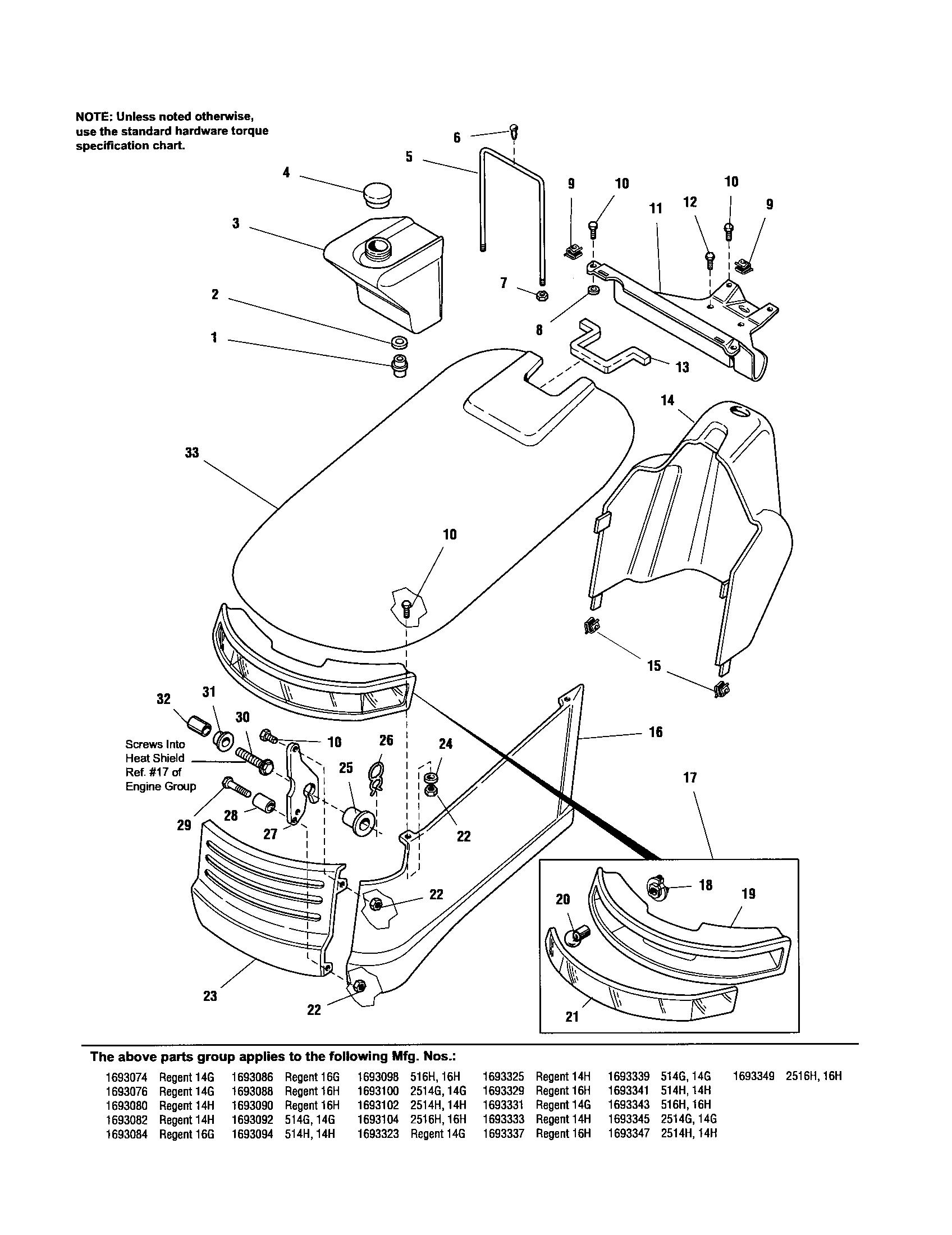Simplicity 1693074 hood/dash/fuel tank diagram