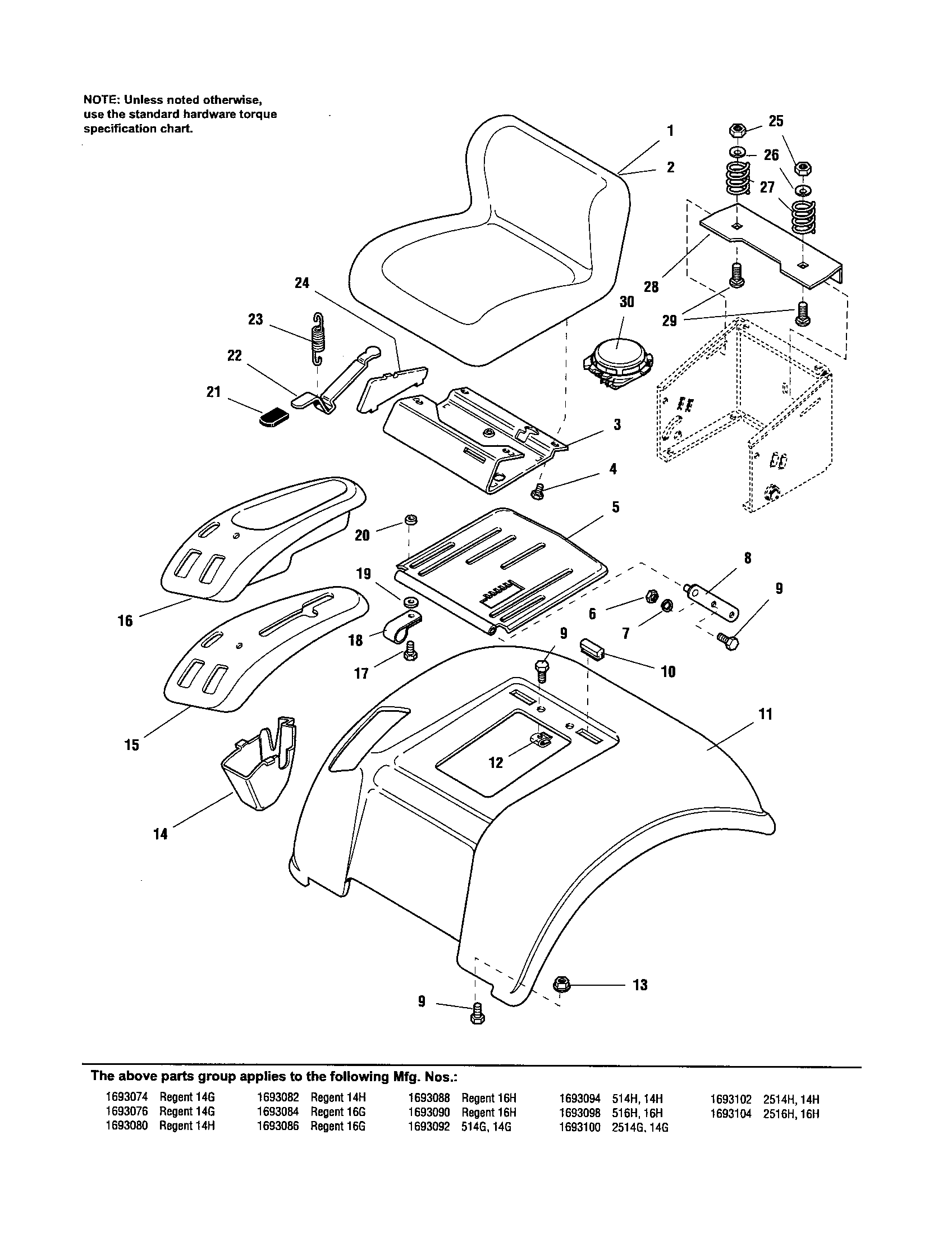 Simplicity 1693082 seat & seat deck (1693074-1693104) diagram