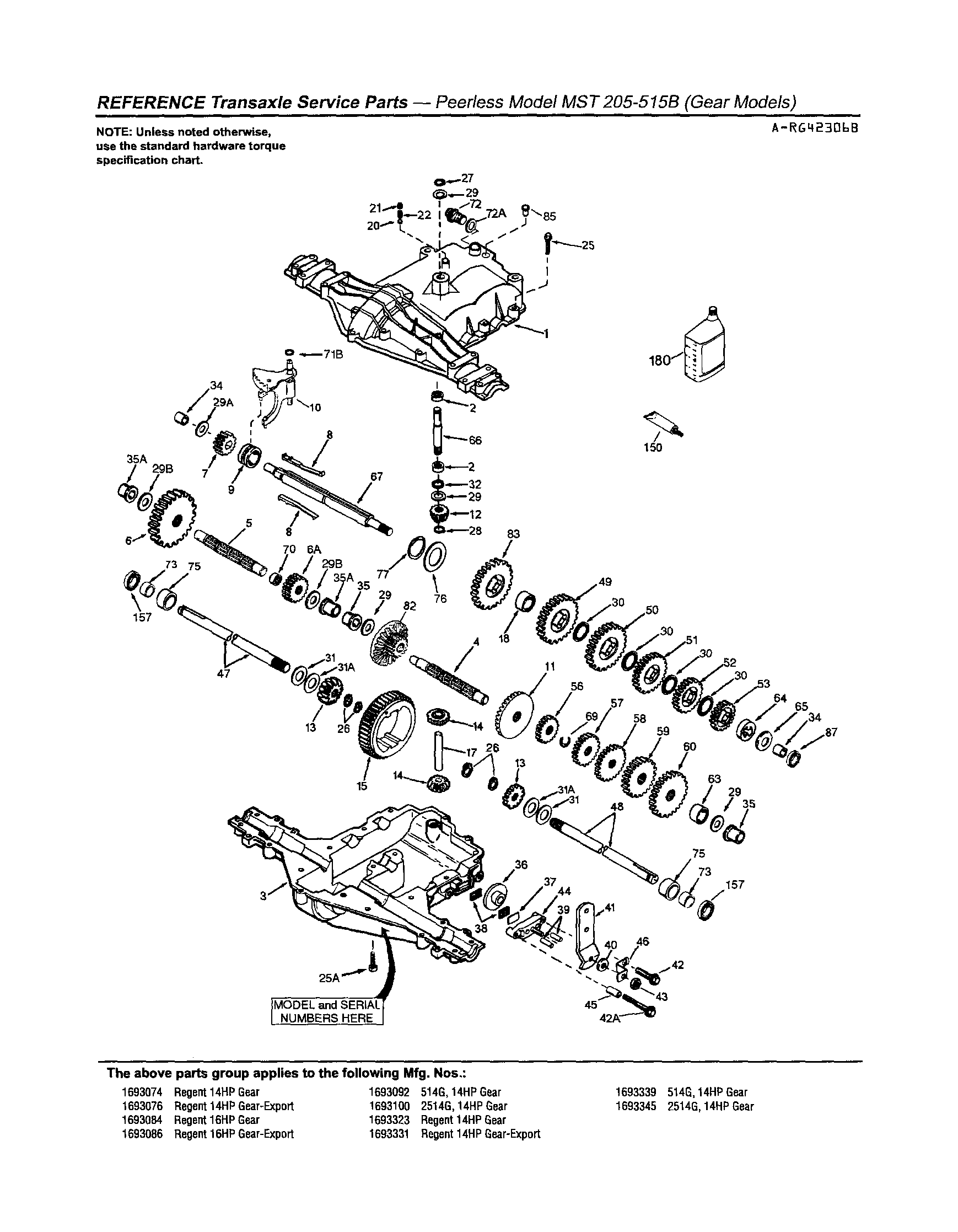 Simplicity 1693086 transaxle mst 205-515b diagram