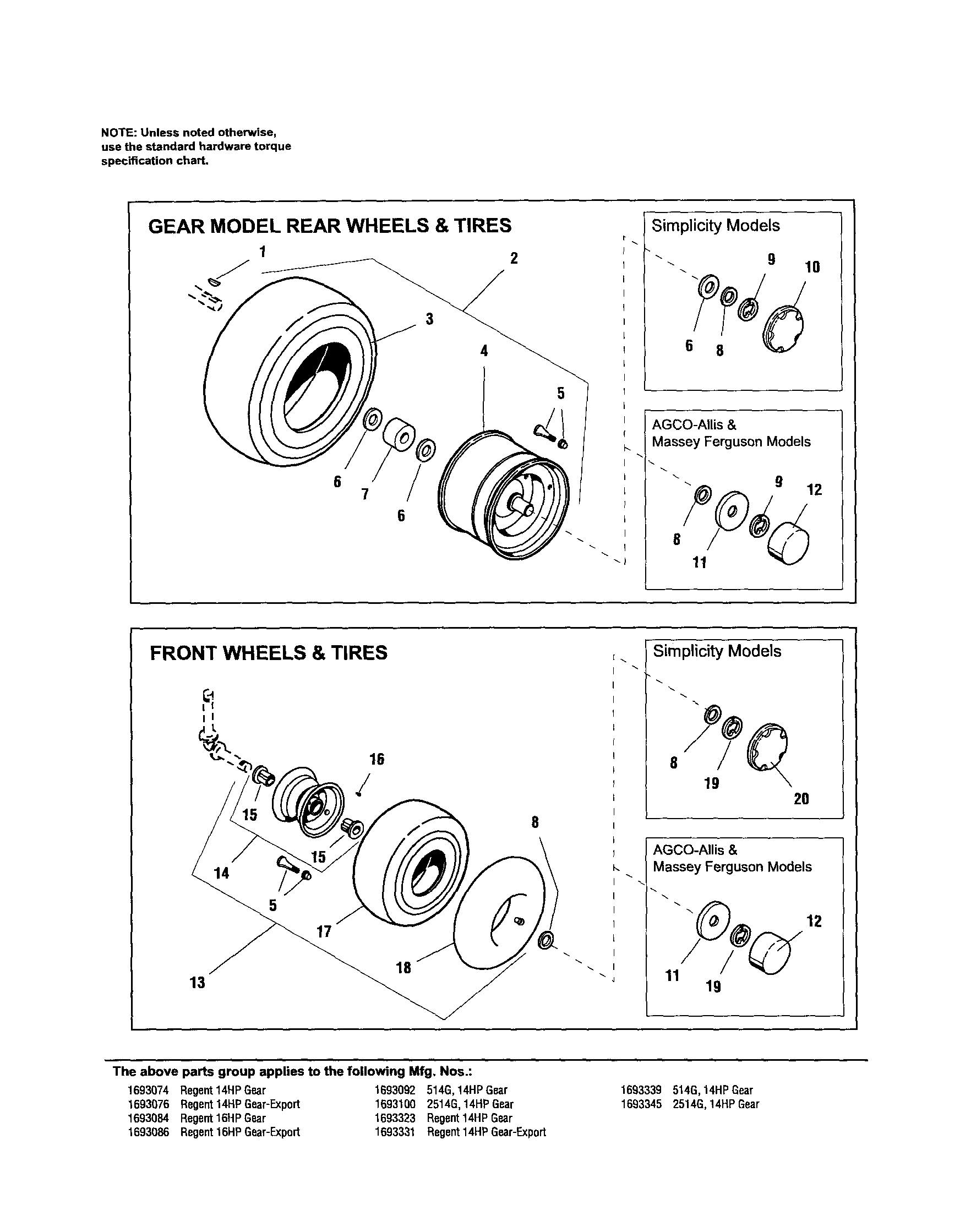 Simplicity 1693086 wheels & tires diagram