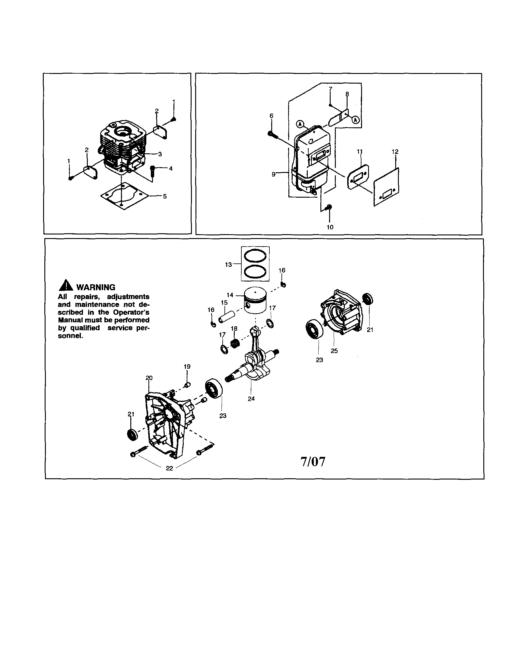 Poulan BP406 cylinder/crankshaft/muffler diagram