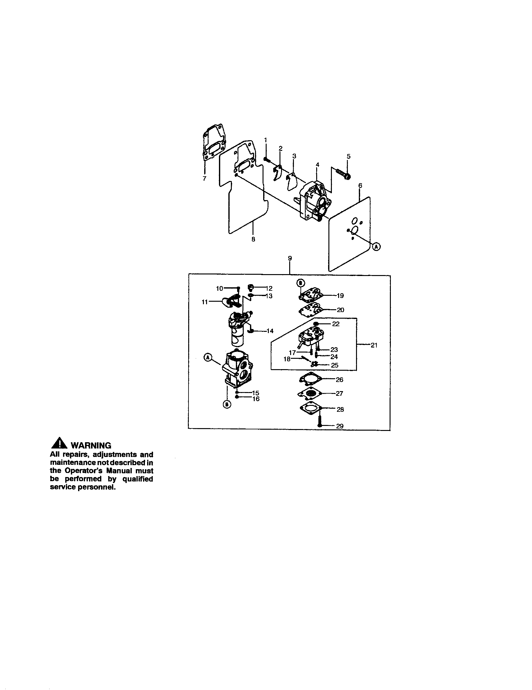 Poulan BP406 carburetor diagram