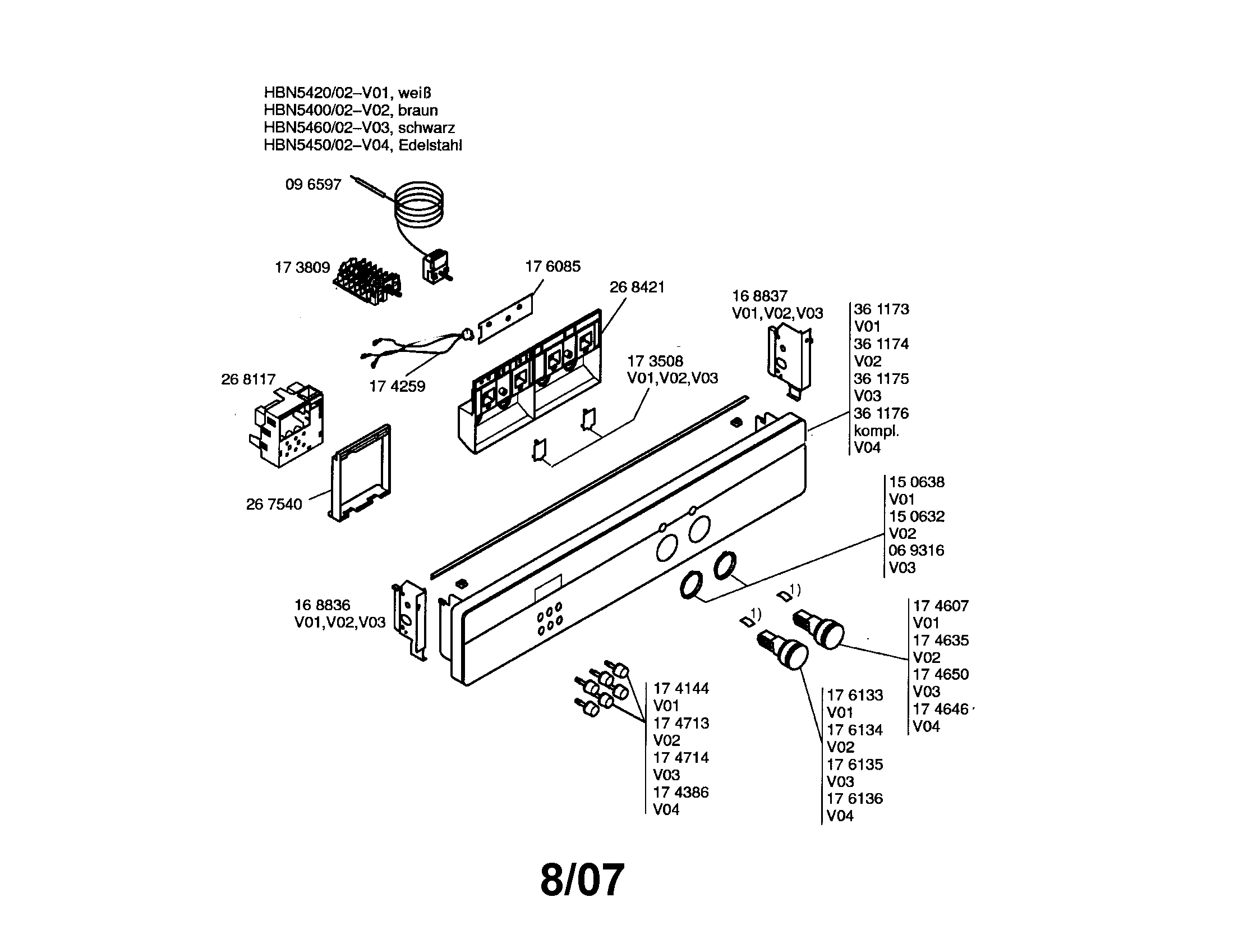 Bosch HBN5400-02 fascia panel diagram