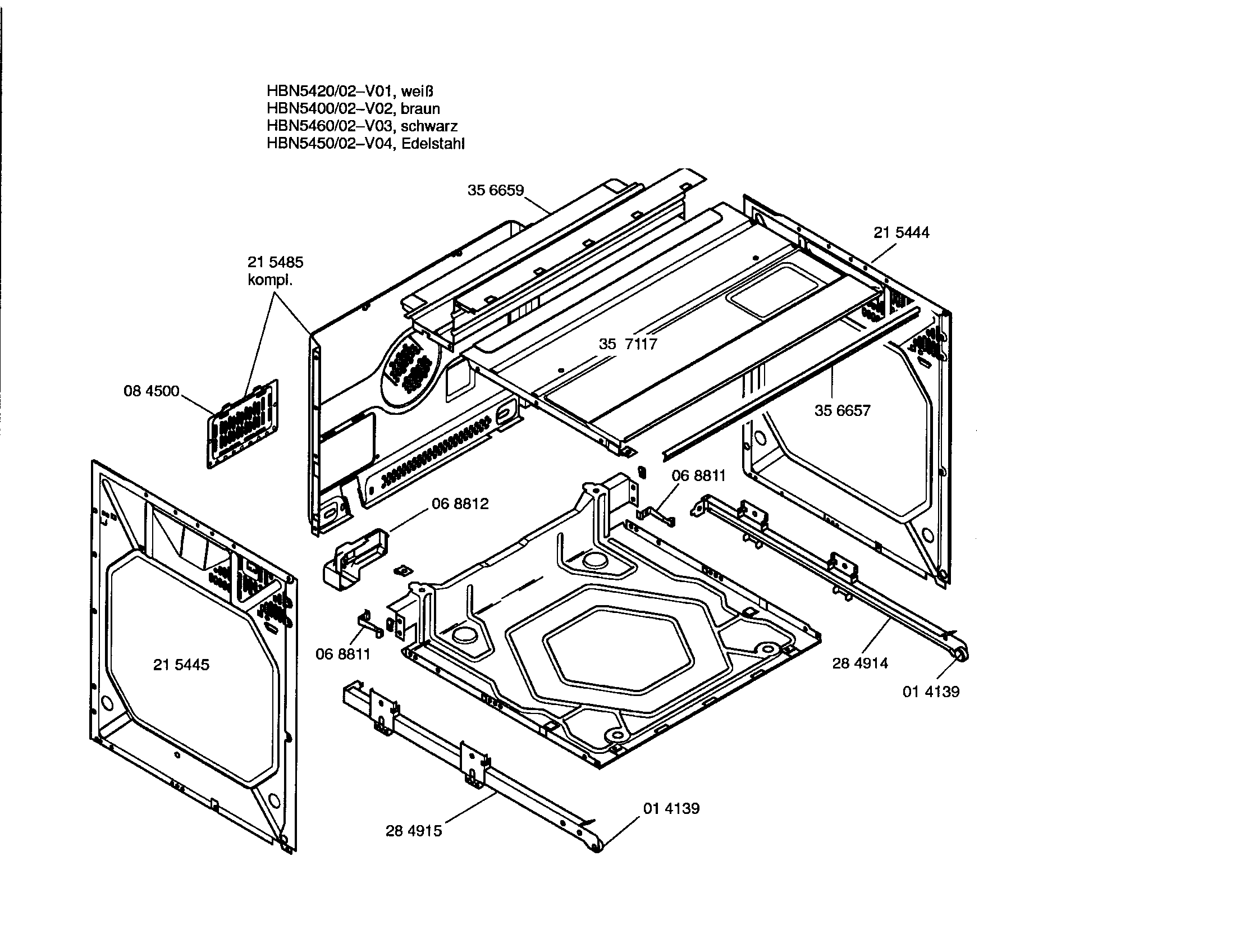 Bosch HBN5400-02 side panel/upper case diagram