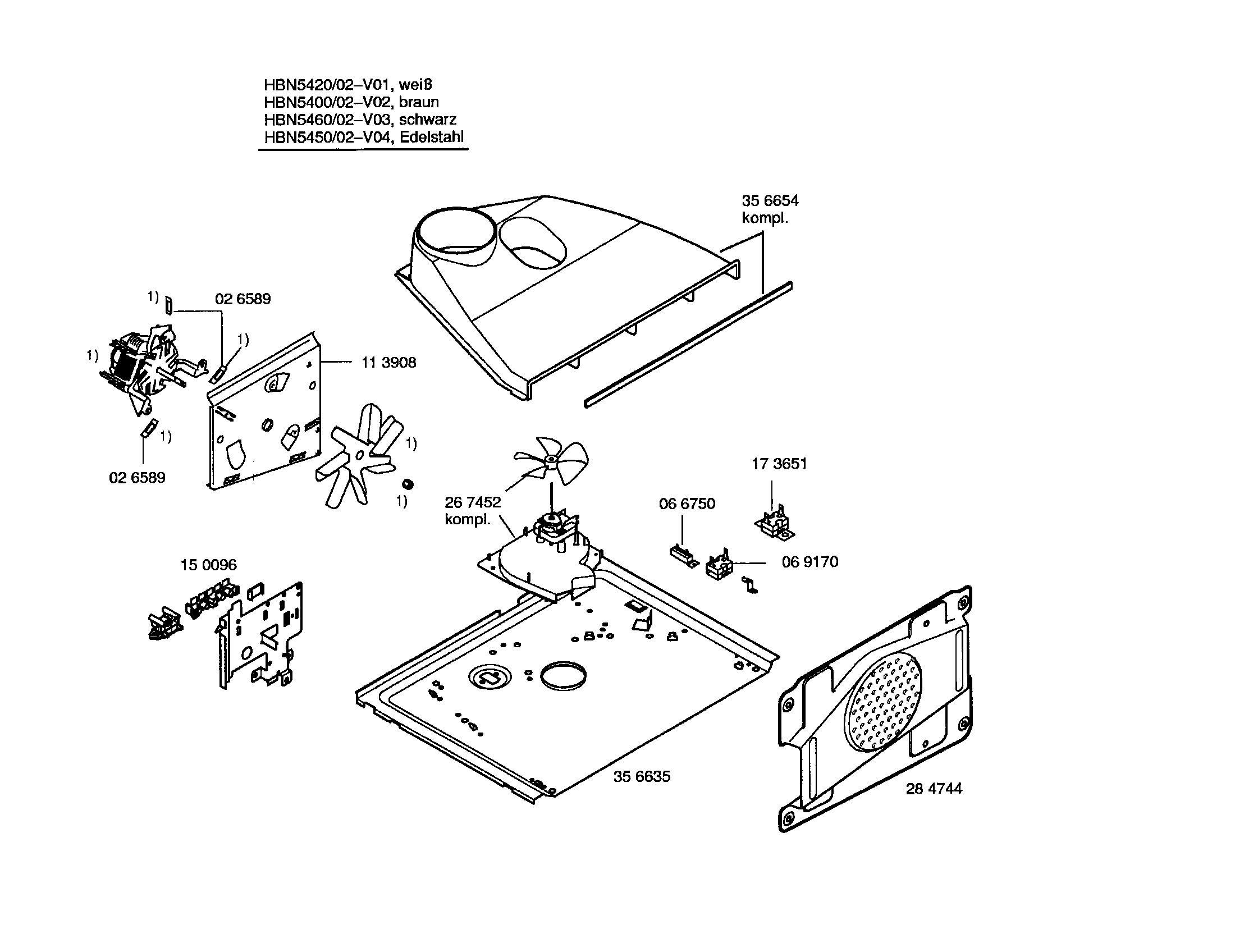 Bosch HBN5420/02 fan motor/air channel diagram
