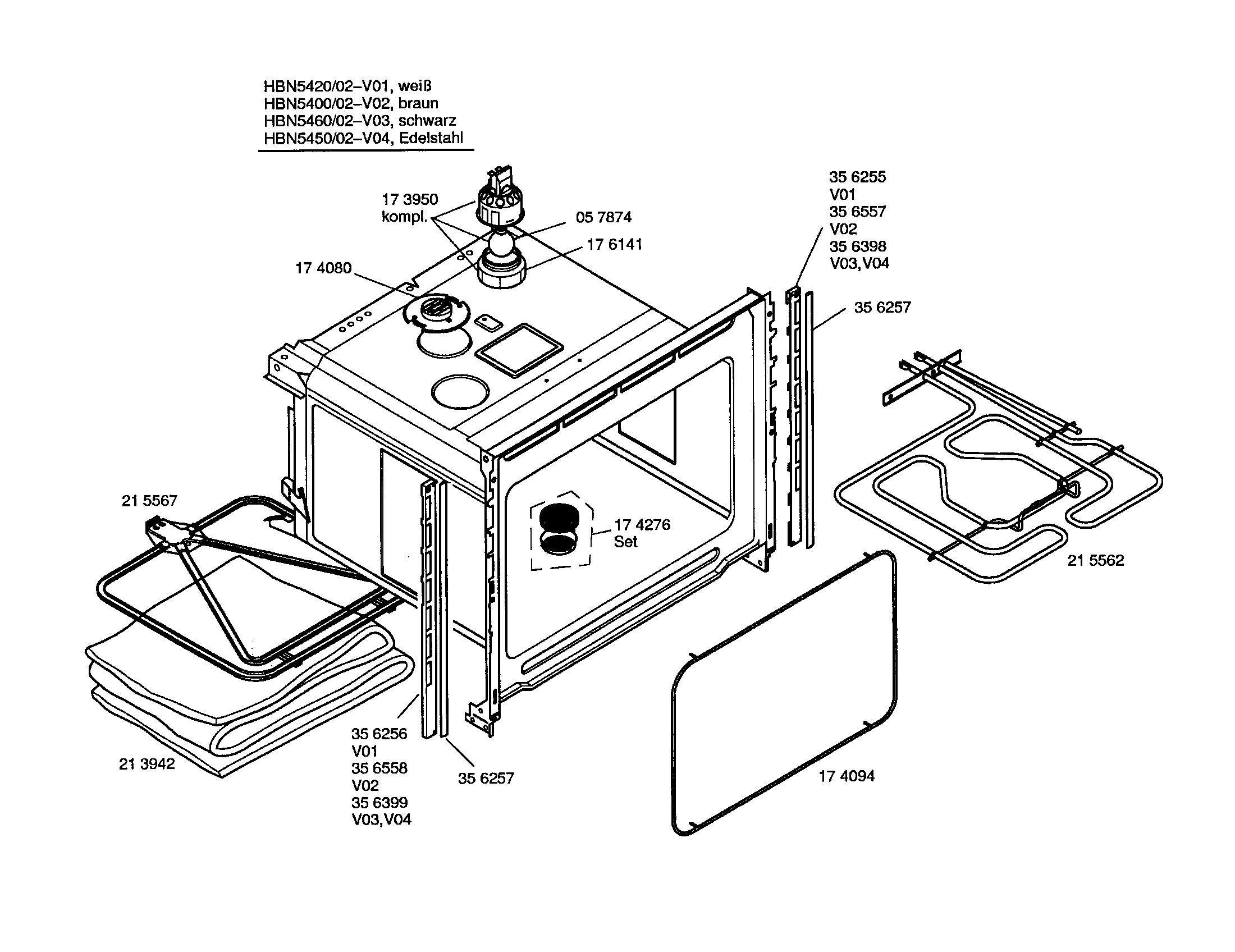 Bosch HBN5420/02 body diagram