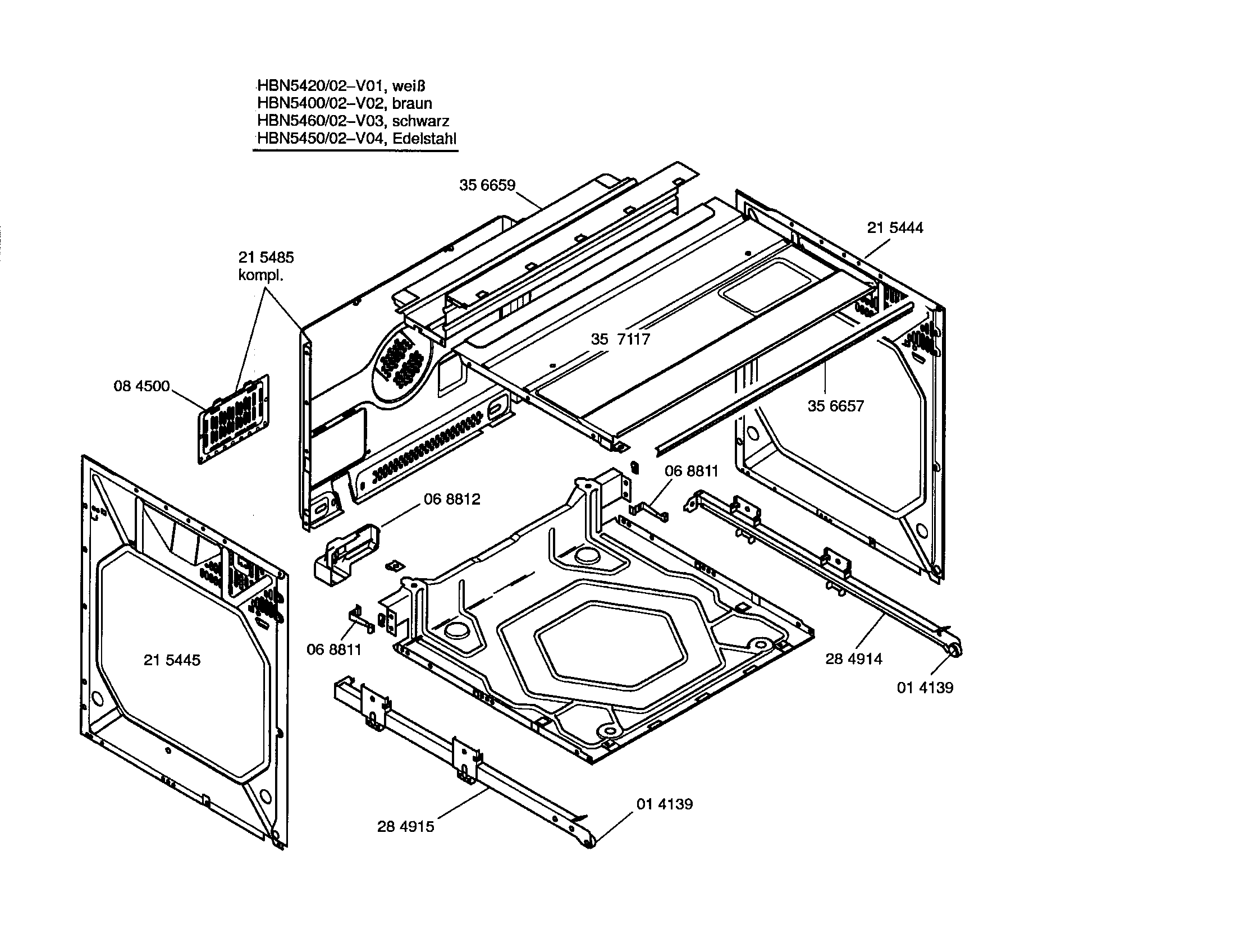 Bosch HBN5420/02 side panels/upper case diagram