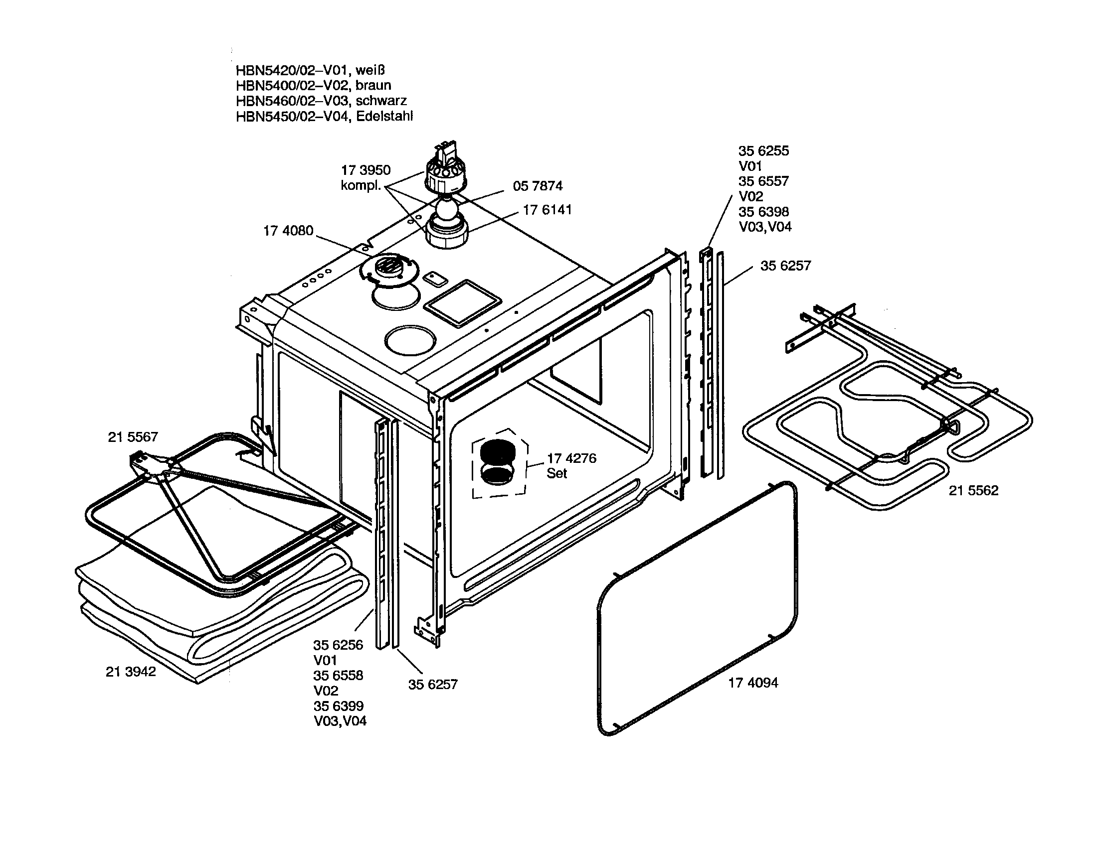 Bosch HBN5450SK/02 body diagram