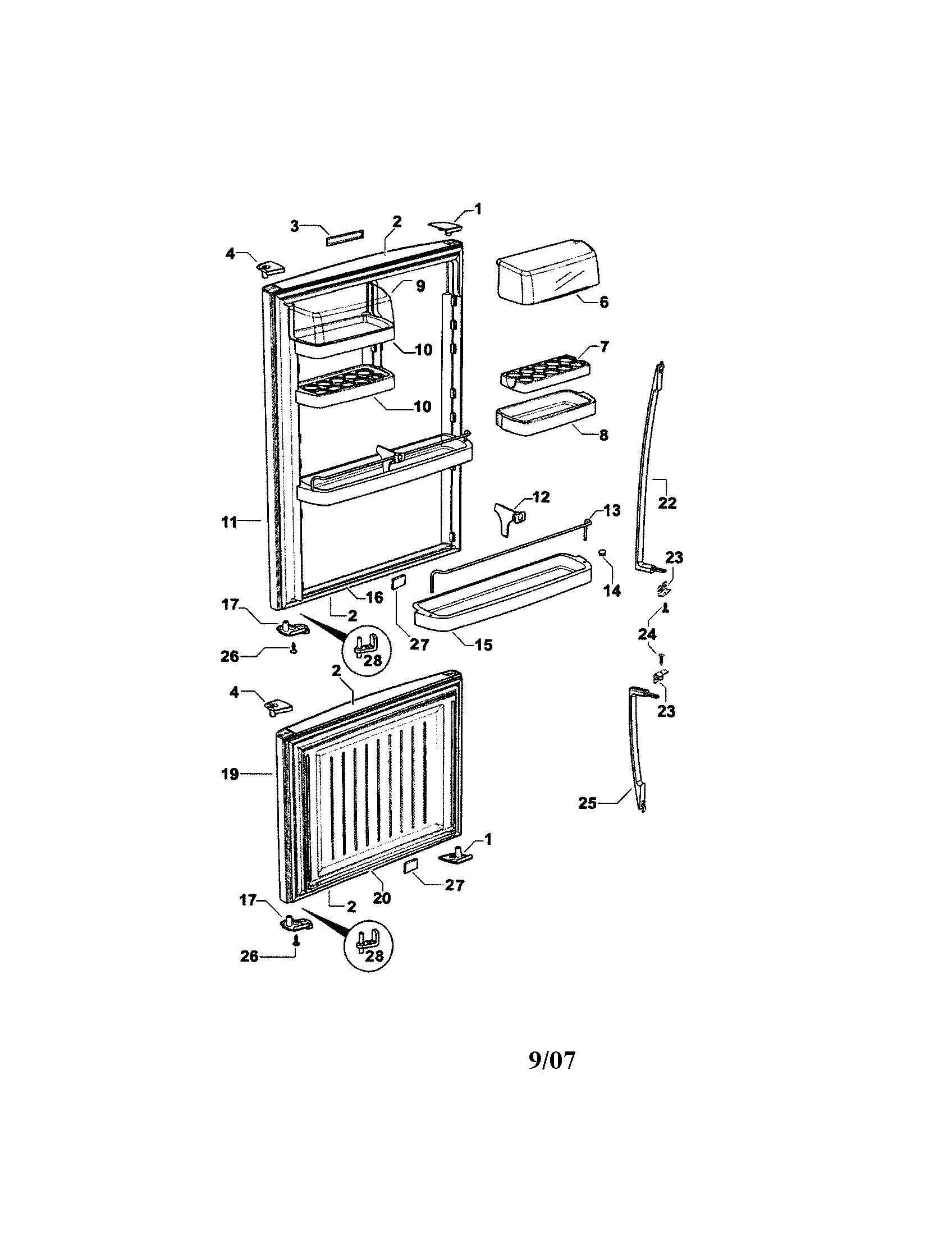 Fisher & Paykel E522BRX-21639F doors diagram