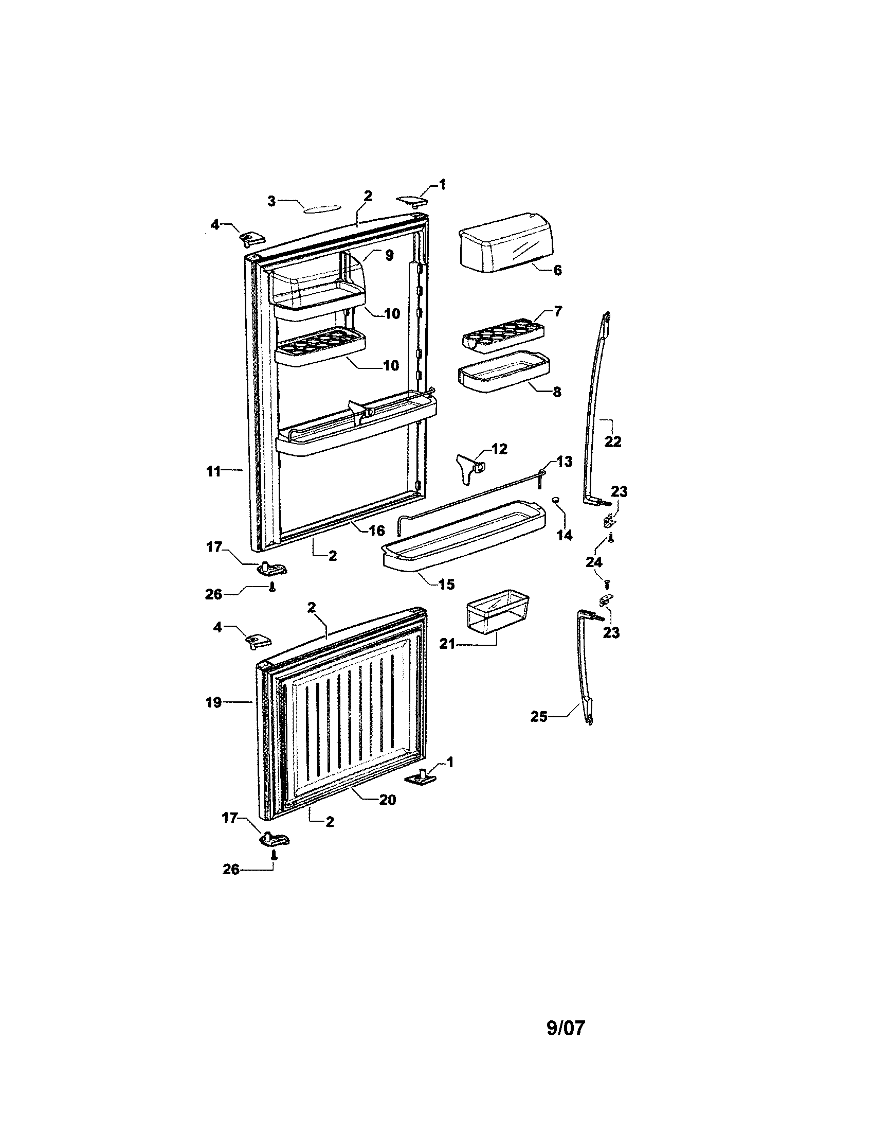 Fisher & Paykel E522BLX-21640A doors diagram