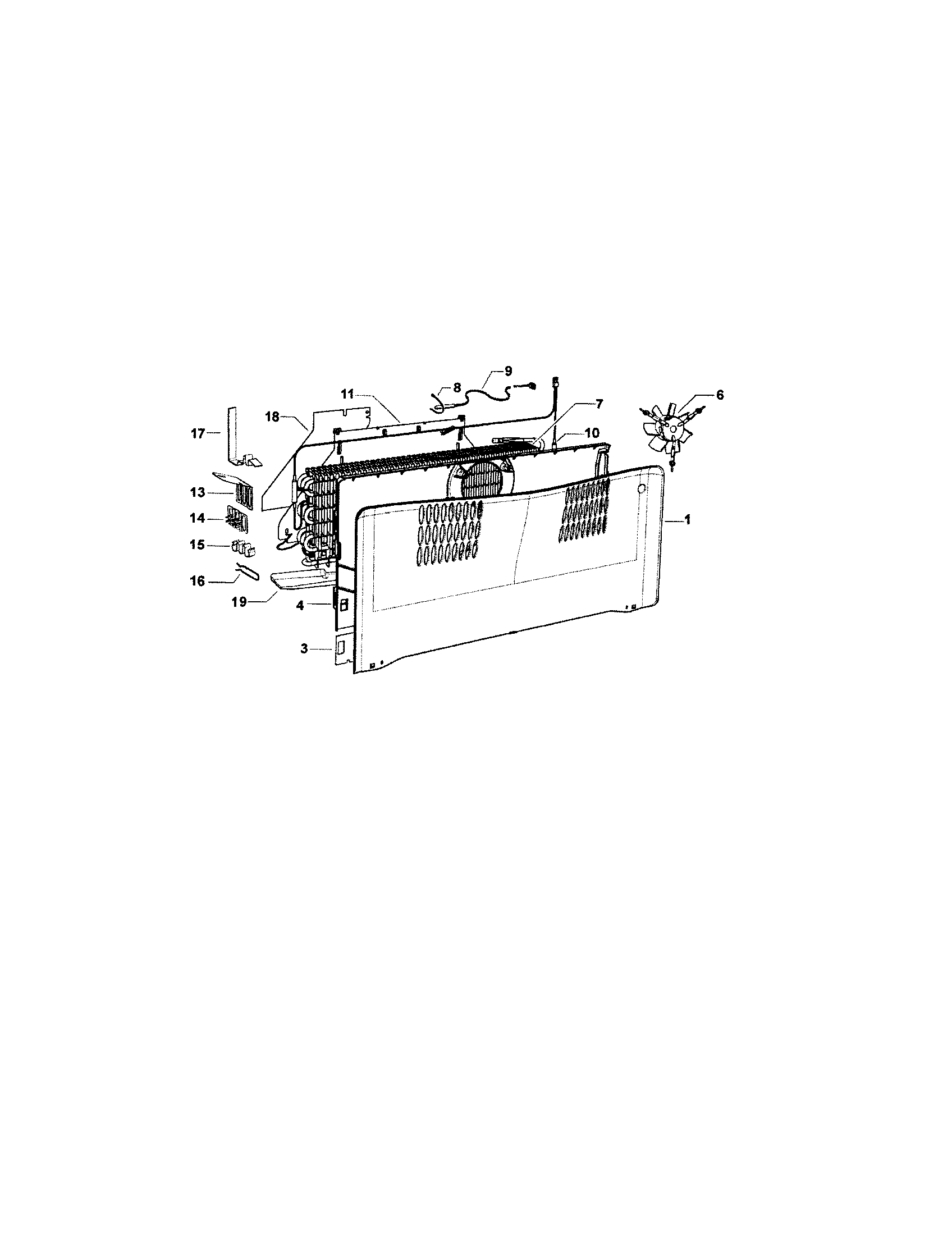 Fisher & Paykel E522BLX-21640A fan/covers/evaporator diagram