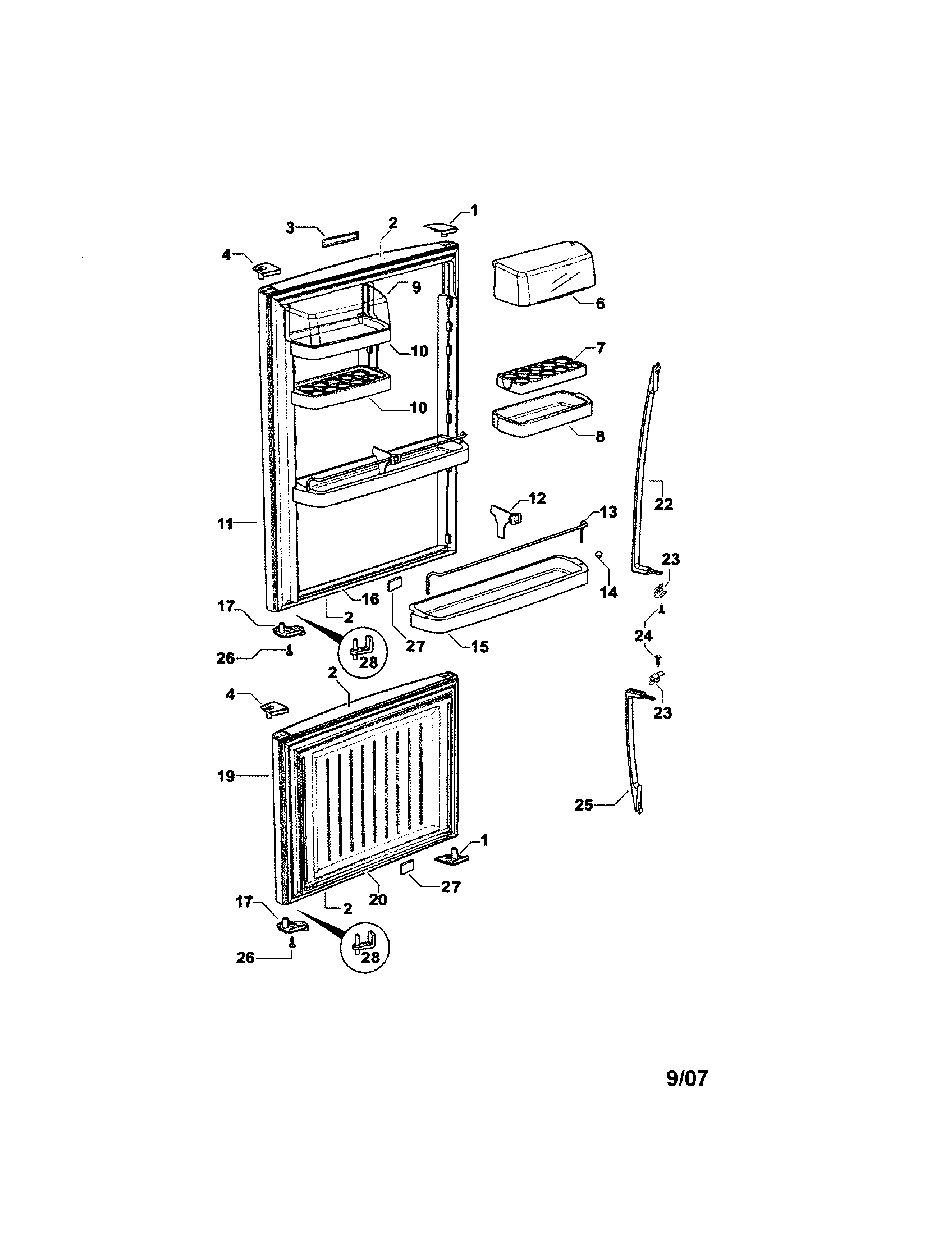 Fisher & Paykel E522BLX-21640F doors diagram