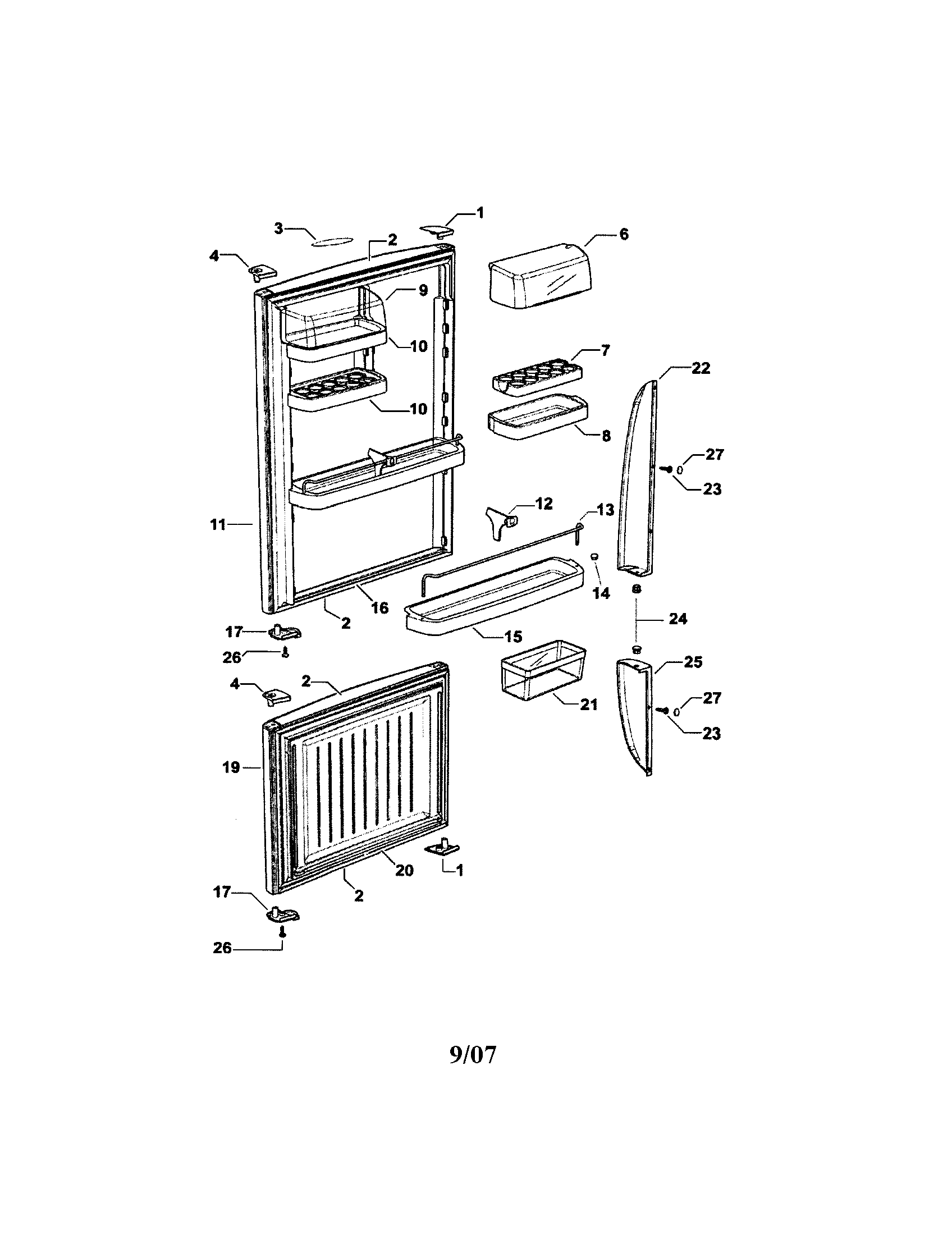 Fisher & Paykel E522BRT-21925A doors diagram