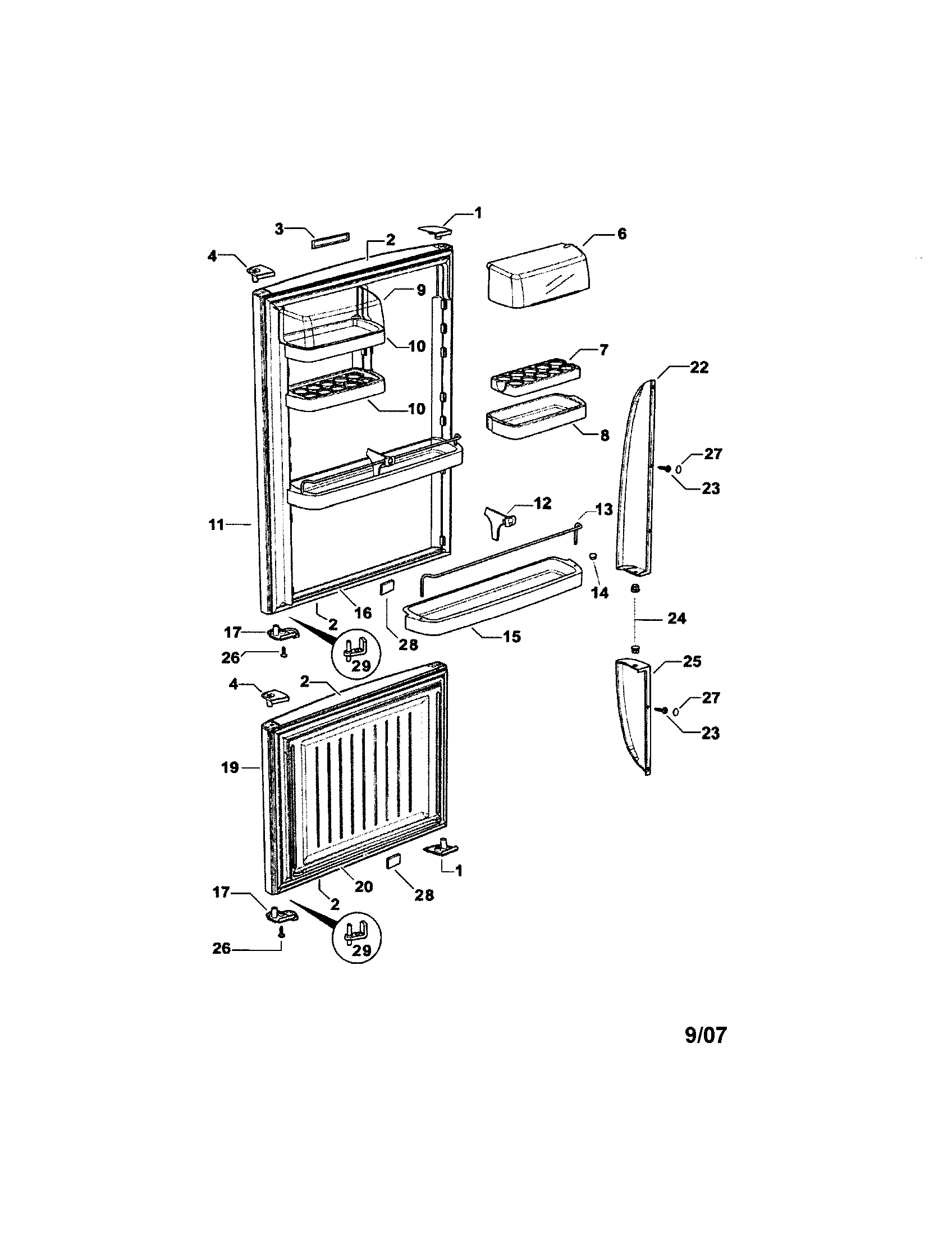 Fisher & Paykel E522BRT-21925D doors diagram