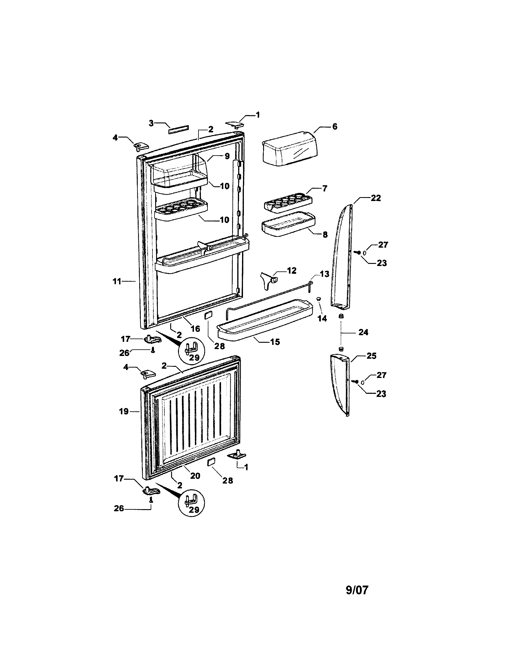 Fisher & Paykel E522BRT-21925E doors diagram