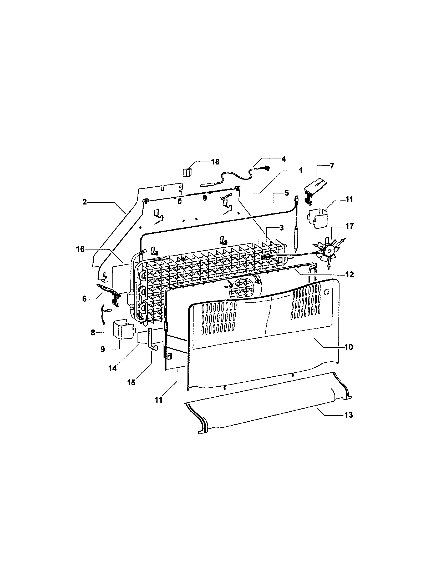 Fisher & Paykel E522BRT-21925E fan/covers/evaporator diagram