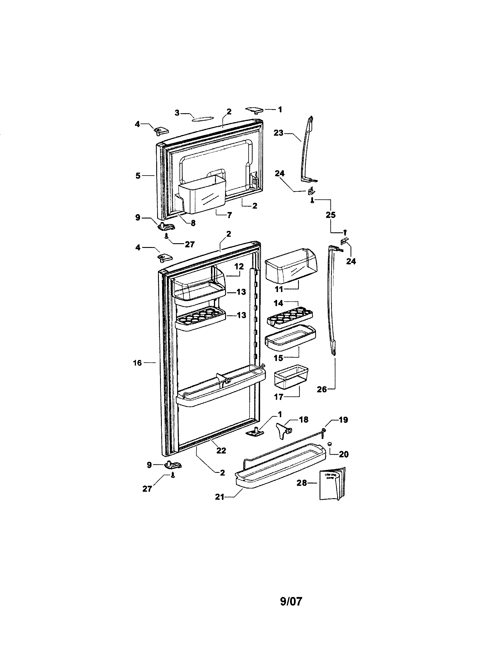 Fisher & Paykel E521TLM-21694A doors diagram