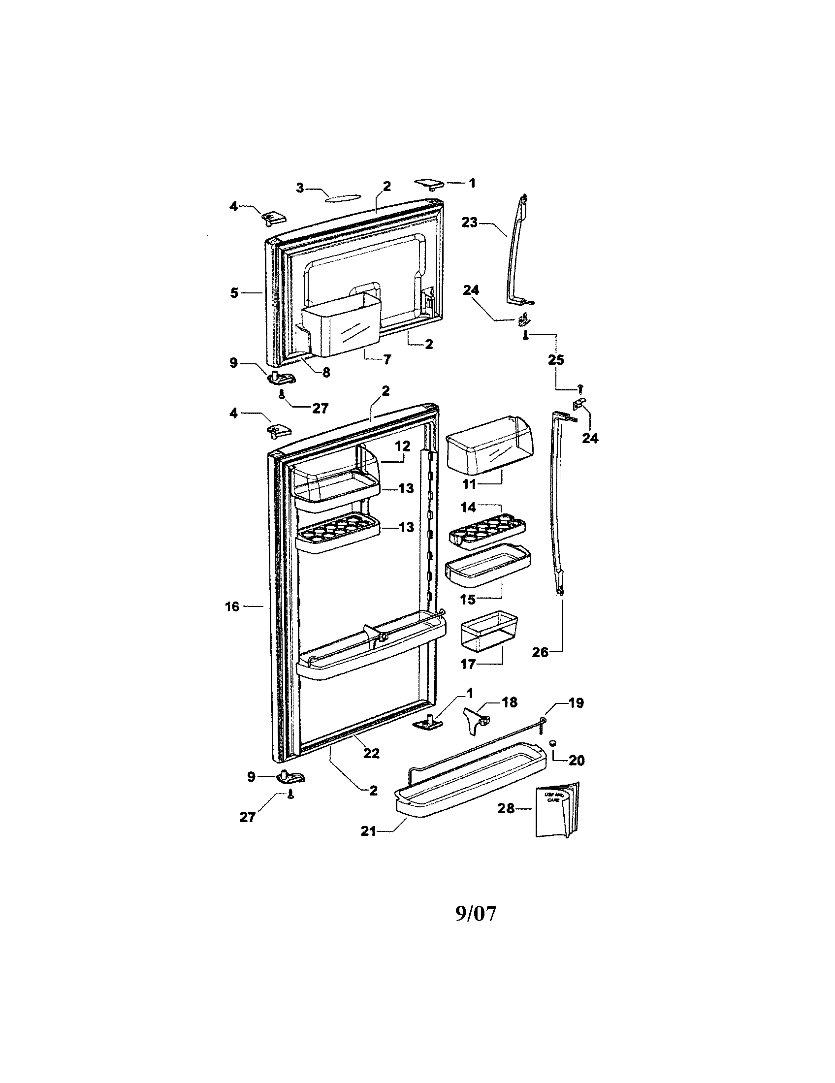 Fisher & Paykel E521TRX-21695A doors diagram