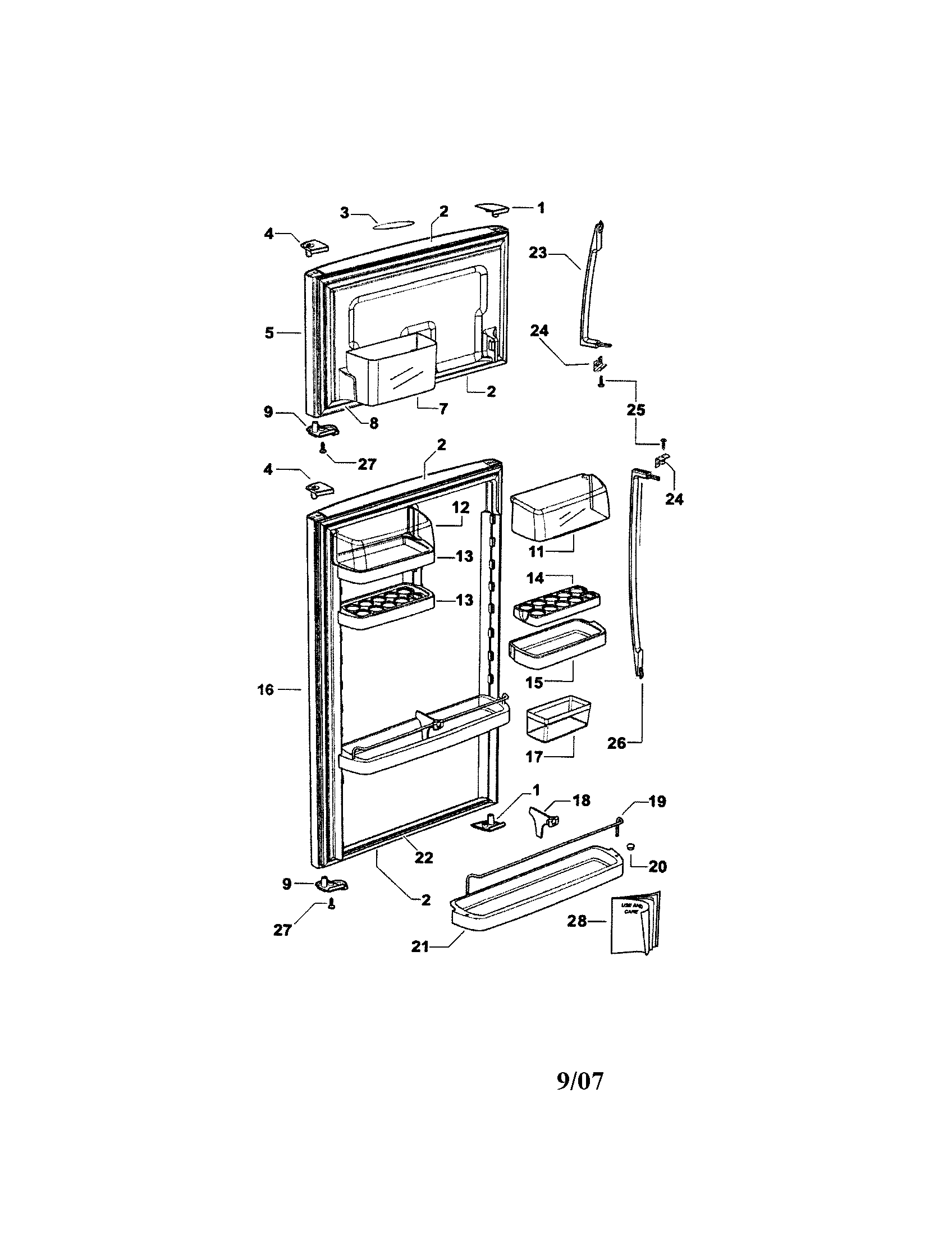 Fisher & Paykel E521TLX-21696A doors diagram
