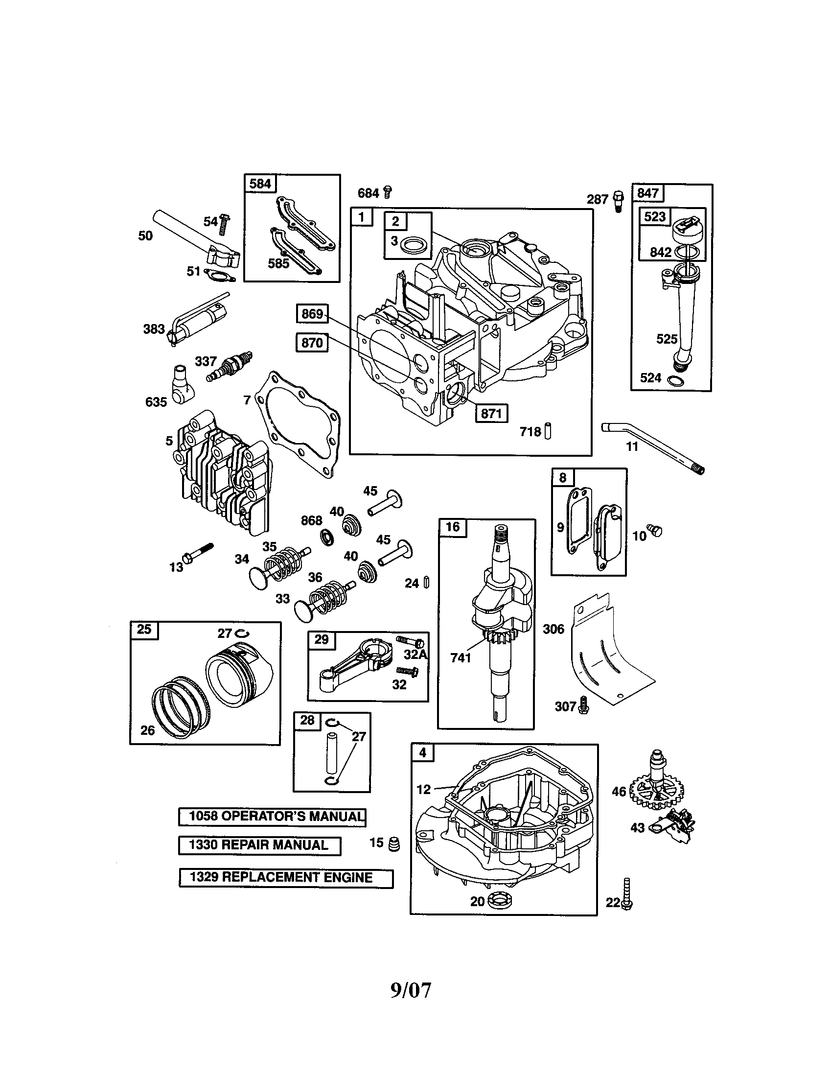Craftsman 917371664 cylinder/crankshaft/sump diagram