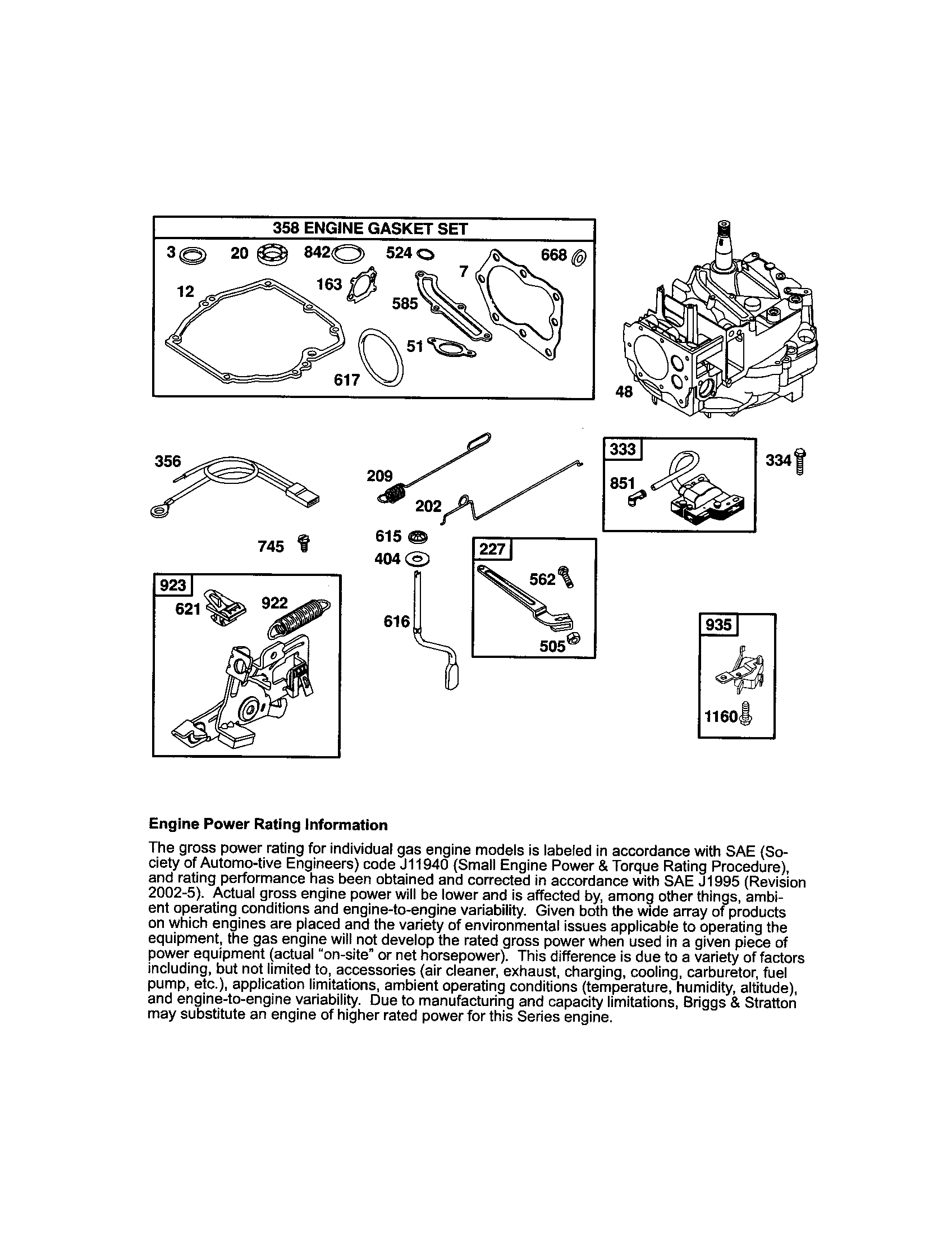 Craftsman 917371664 short block/brake diagram